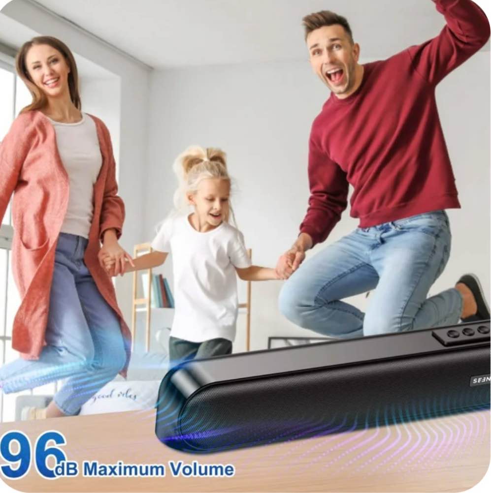 Seenda Sound Bar for TV, Wired & Wireless Bluetooth 5.0 3D Surround Speakers, AUX/COAX/HDMI/USB Connection