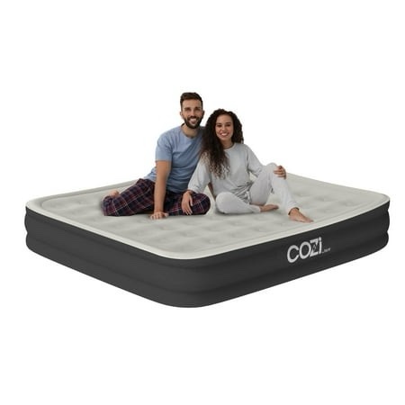Cozi by Tzumi 13” Air Mattress Inflatable Bed with Built-in Pump for Camping Home & Travel King Size
