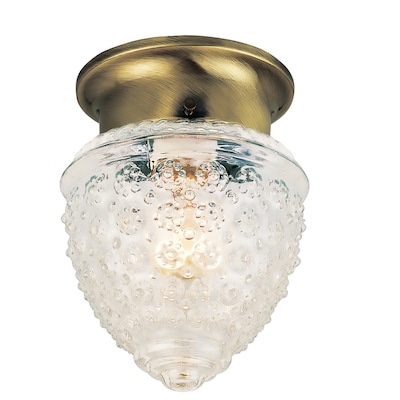  Project Source 5.3-in Antique Brass Indoor 1 -Light Flush Mount Light with Clear Glass
