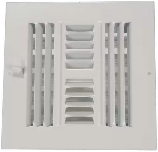 6 x 6 White Steel 4 Way Ceiling Register Return Air Grille HVAC Vent Cover Grill for Wall, Sidewall and Ceiling, Air Return Vent Covers, Outside
