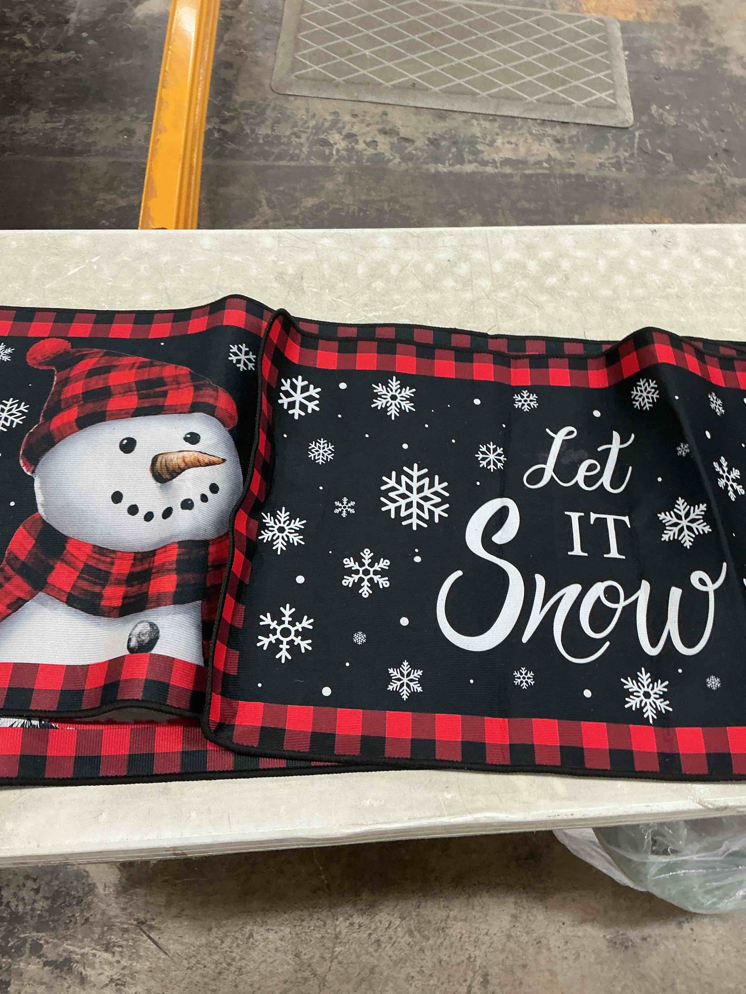 Buffalo Plaid Snowman Christmas Kitchen Rugs and Mats Set 2 Piece for Floor,Let It Snow Xmas Winter Holiday Non Skid Low-Profile Sink Rug Mat Decorations for Home Kitchen 18"x48"+18"x30