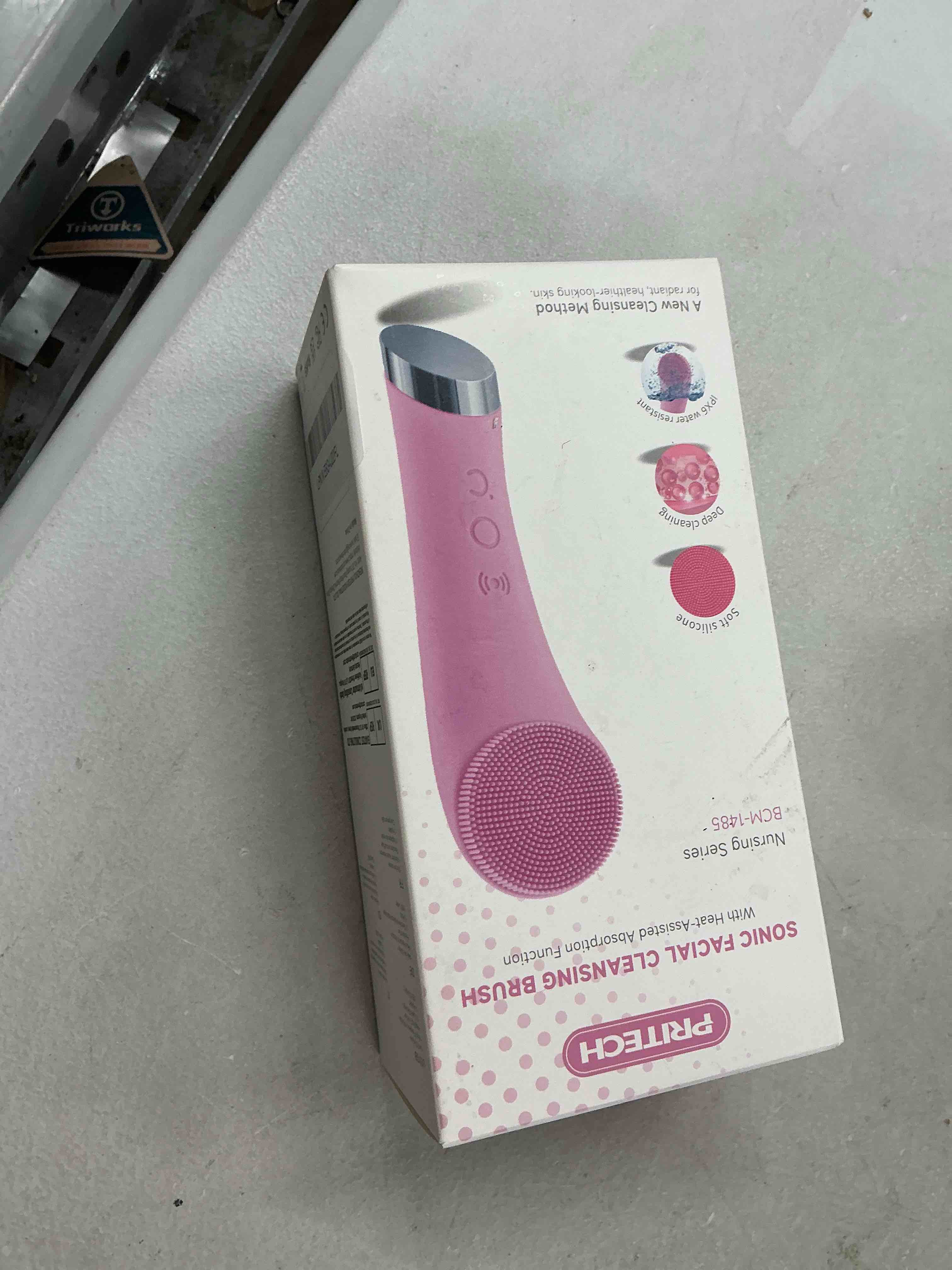 Condition photo showing Good Condition for pritech facial cleansing brush, rechargeable silicone face scrubber with heat massage end, vibrating exfoliator scrubber for deep cleaning, waterproof face brush for women and men (pink)