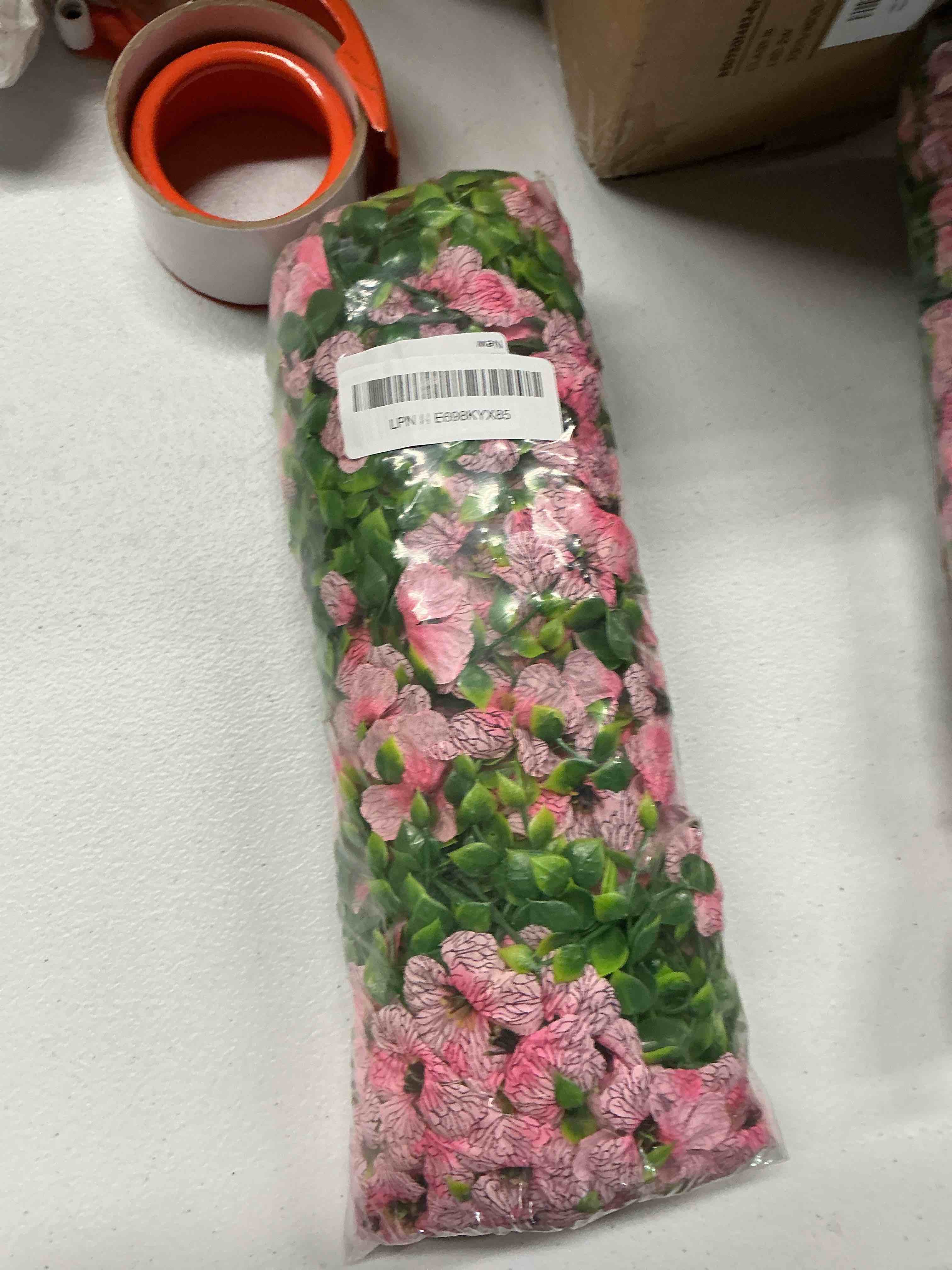 Condition photo showing Good Condition for artificial faux outdoor outside flowers plants, 2 pcs fake silk uv resistant look real pink daisy trailing vines for front door porch planter urn patio balcony decoration