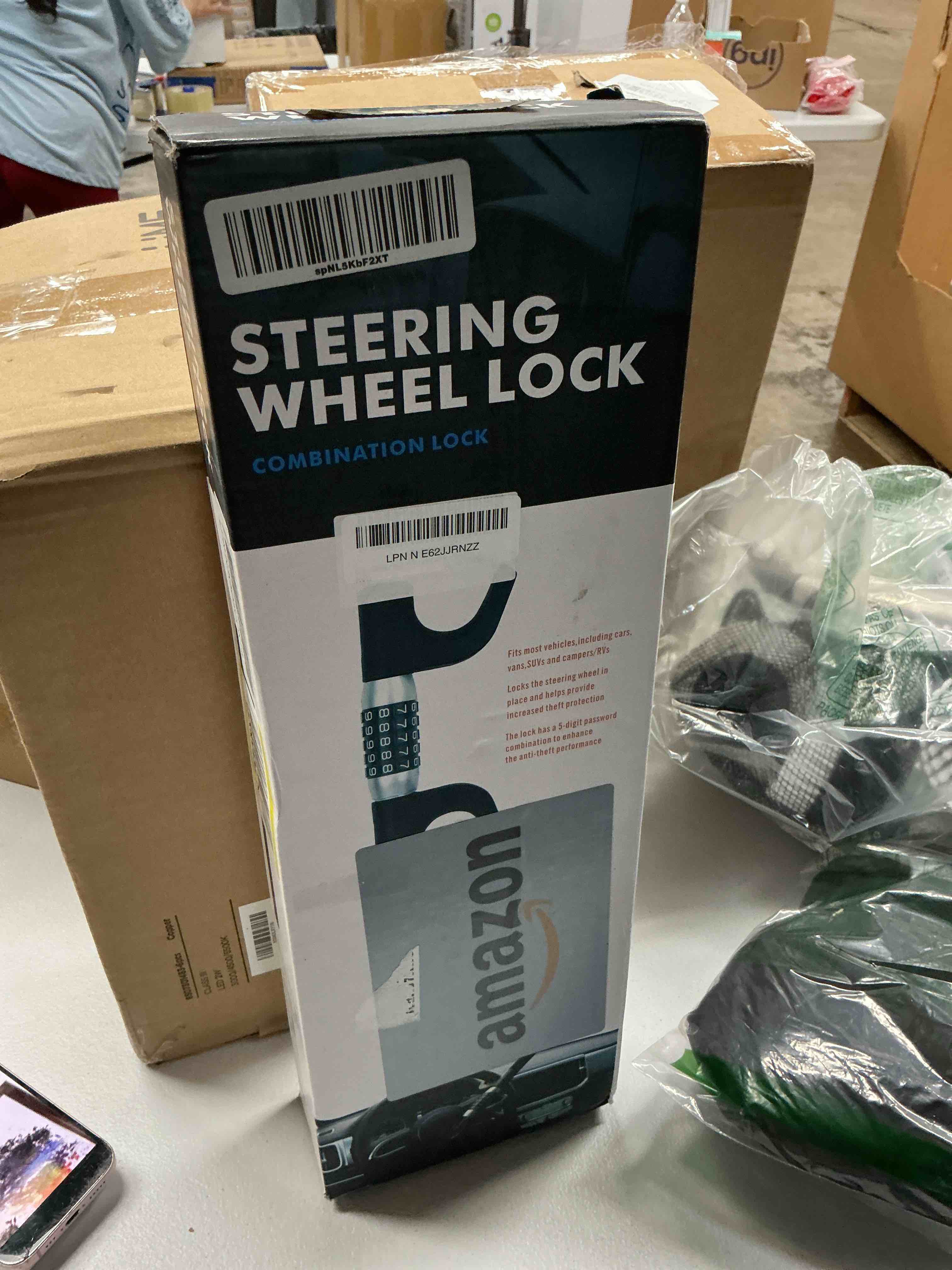 Condition photo showing Good Condition for 5 combination car steering wheel lock,lama password code steering lock, retractable keyless heavy duty steering wheel lock,universal anti-theft car steering fit for cars,trucks,vans,suvs red