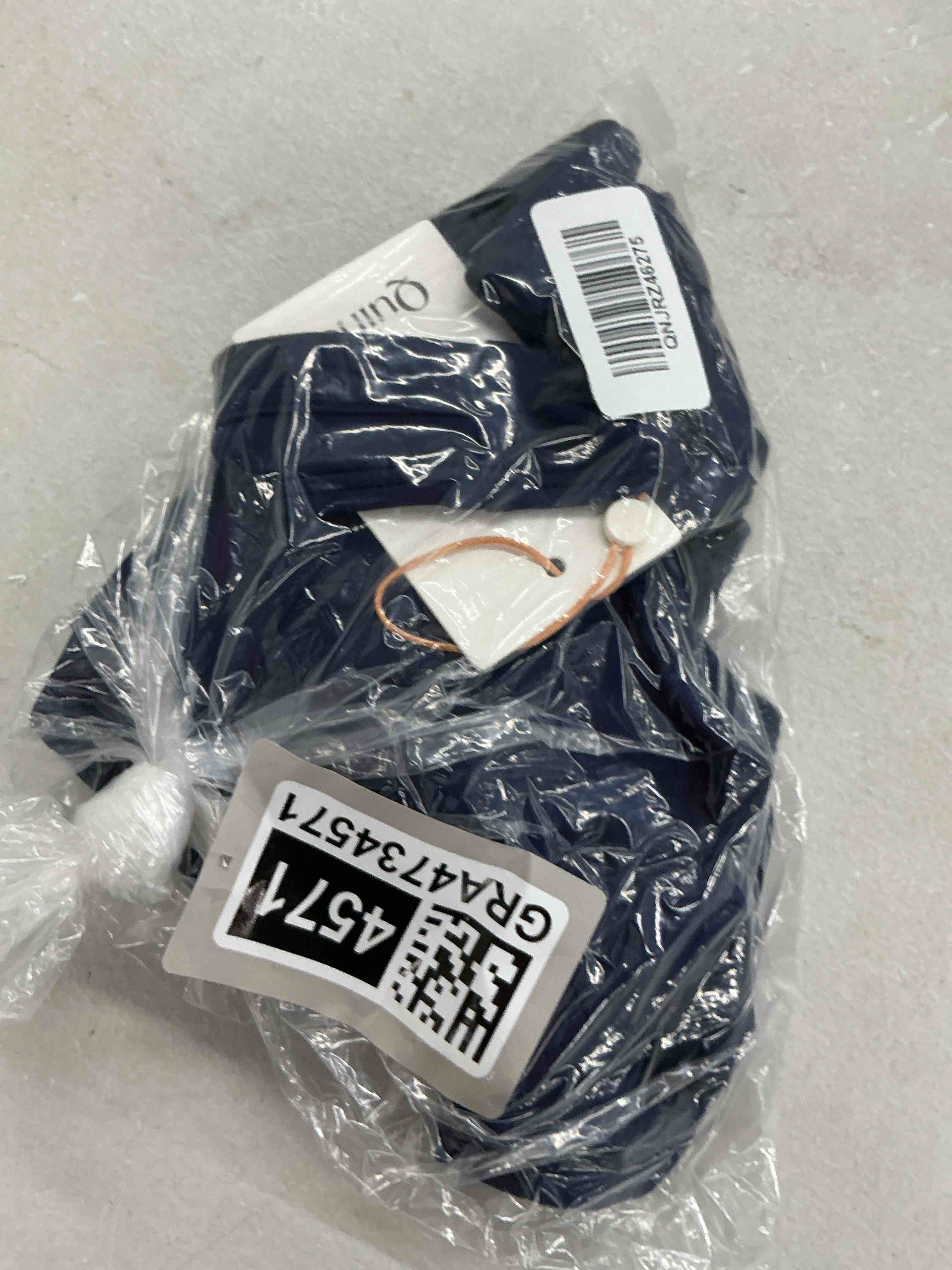 Condition photo showing New/Like New for quince italian plunge one-piece swimsuit, m, deep navy