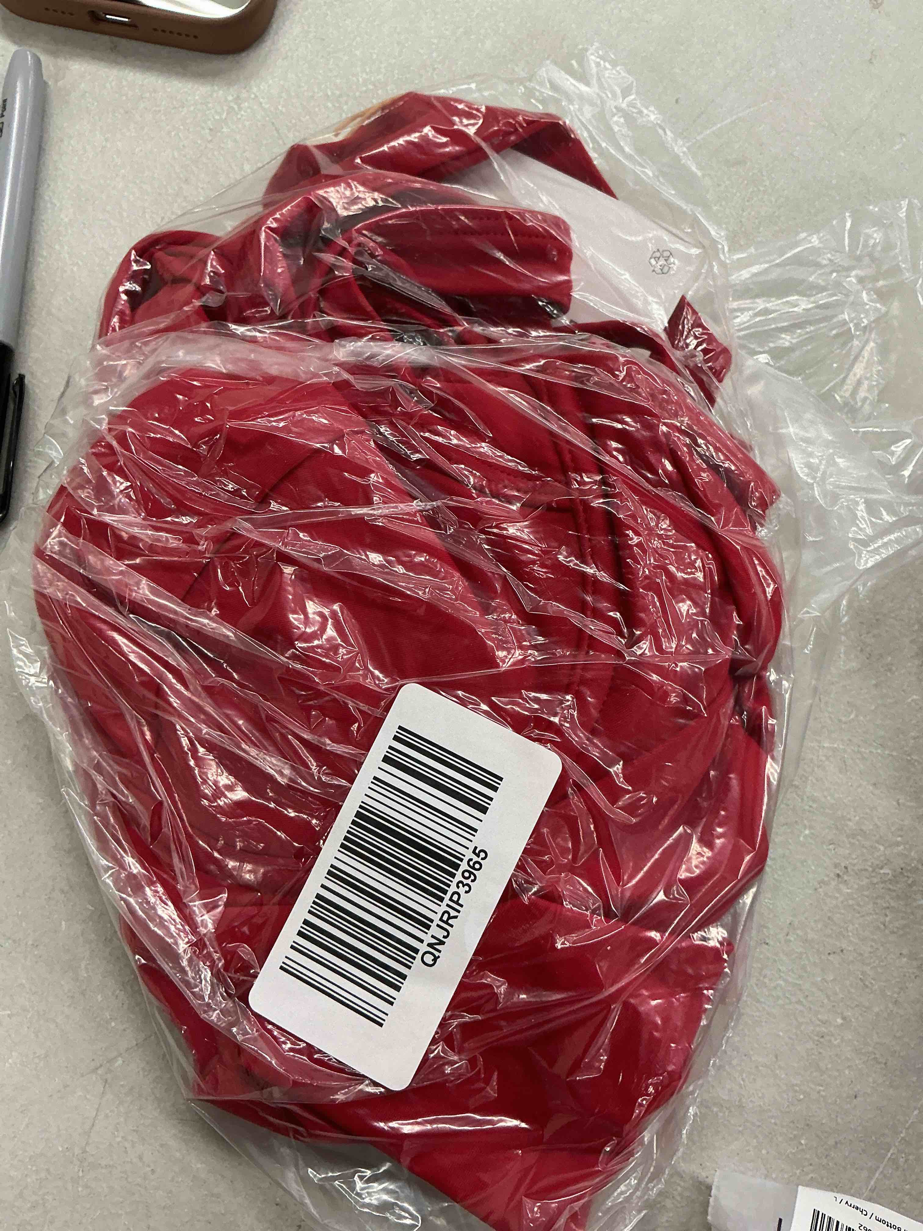 Condition photo showing New/Like New for quince italian underwire one-piece swimsuit, m, cherry