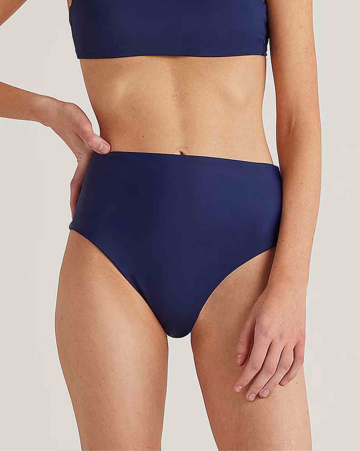 quince italian high-rise bikini bottom deep navy small