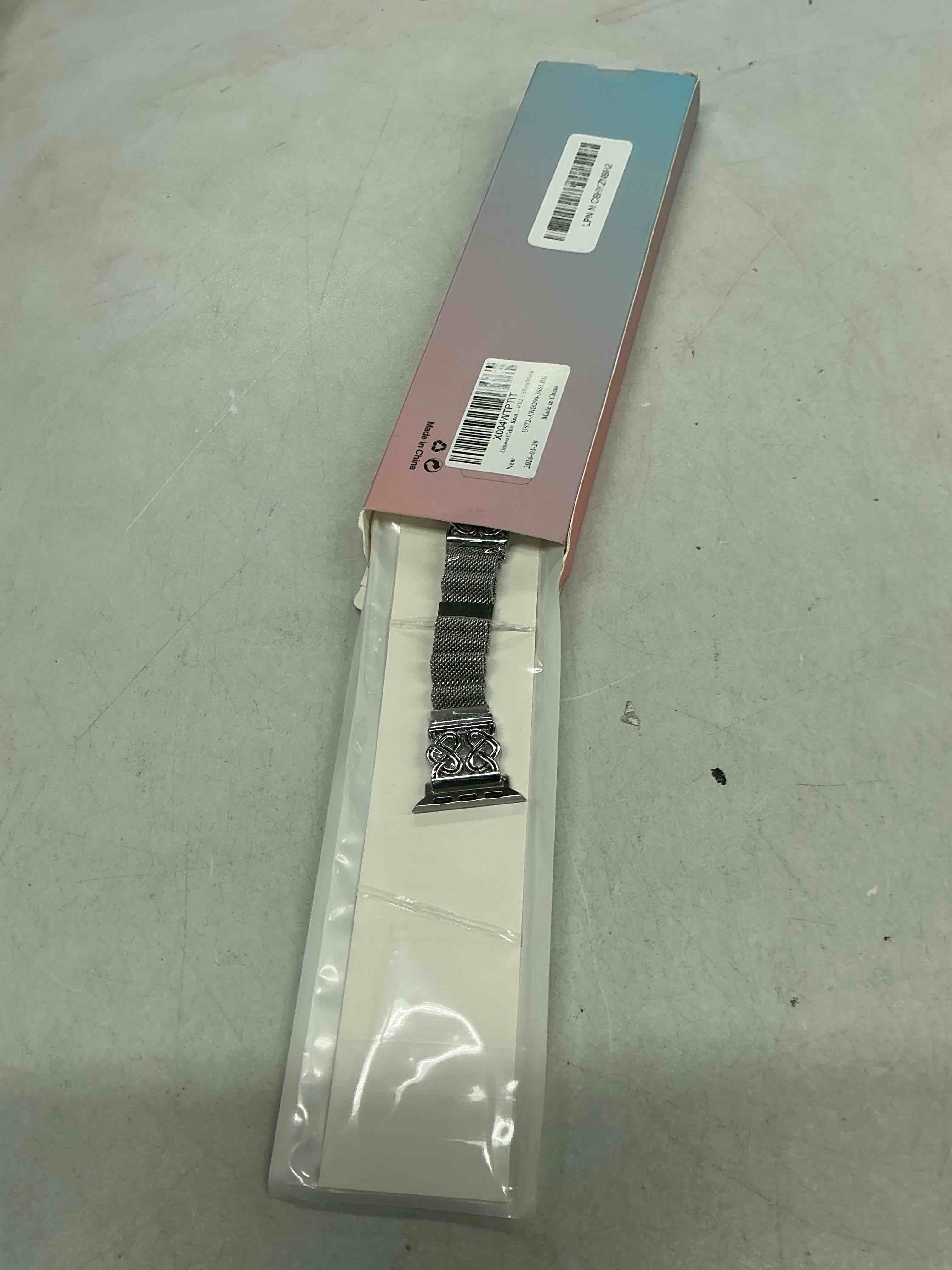 Condition photo showing Good Condition for celtic knot metal band compatible with apple watch bands for women 38/40/41/42/44/45/46/49mm stainless steel magnetic loop mesh strap for iwatch se series 11/10/9/8/7/6/5/4/3/2/1/ultra(1/2) silver/black 40/38/41/42mm(series 11/10): 5.3"-7.5"
