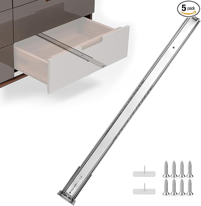 homdiy 5 pack 14 inch heavy duty center mount drawer slides for cabinet and dresser bottom mount drawer rails 3/4 extension glide track 14 inch 5 pack