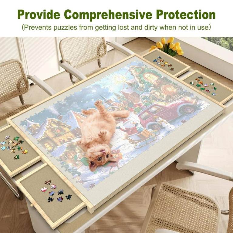 2000 Piece Puzzle Board with Drawers and Cover, Adjustable Tilt Puzzle Board, Portable Wooden Puzzle Table for Adults as a gift