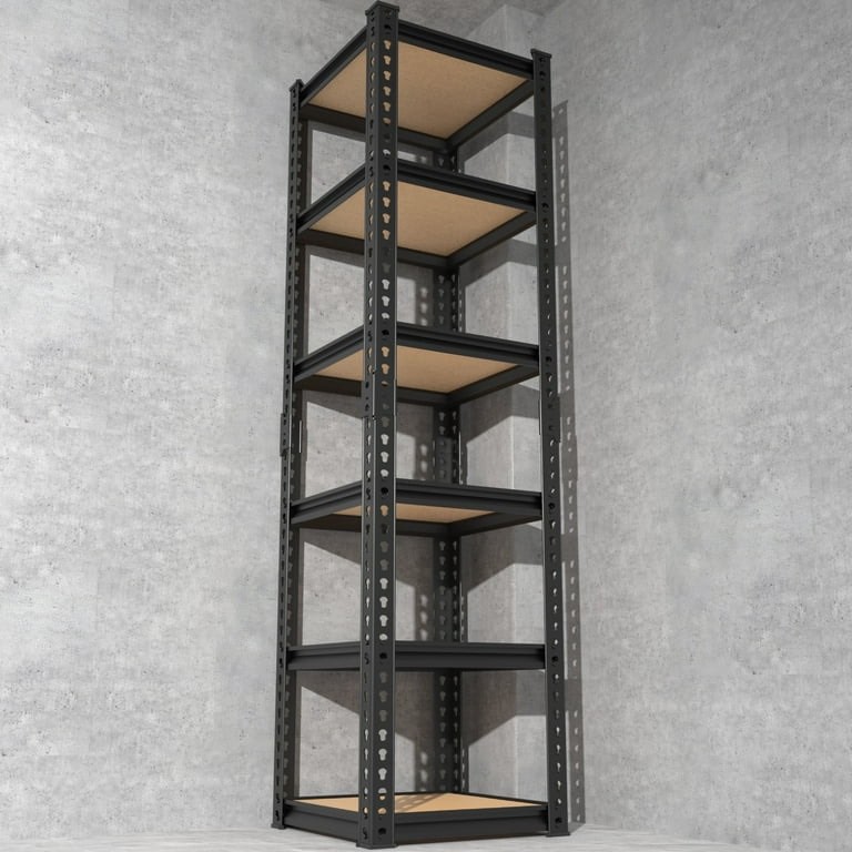 Ktaxon 16” Wide 6-Tier Rack for Garage E Industrial High Strength, 1900 Lb Adjustable Resistant Metal Shelves with Glove and Rubber Hammer, 16” Wide x 72” High x 16” Deep