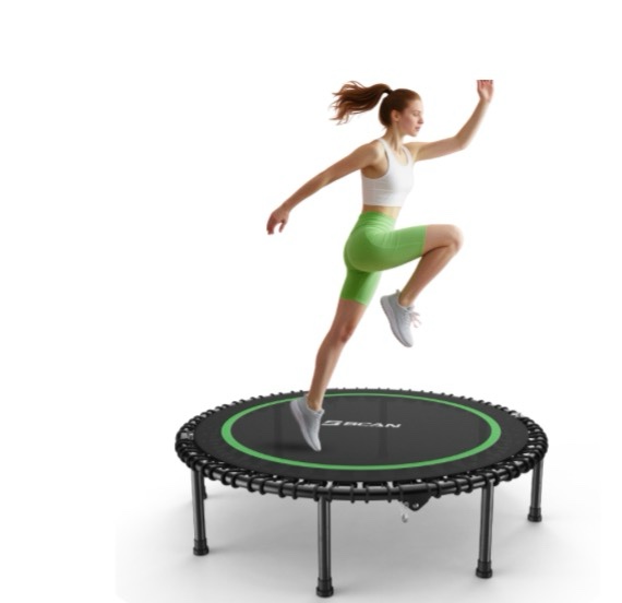 BCAN 40” Fitness Trampoline with Elastic Ropes, 450 Lb Foldable Mini Trampoline