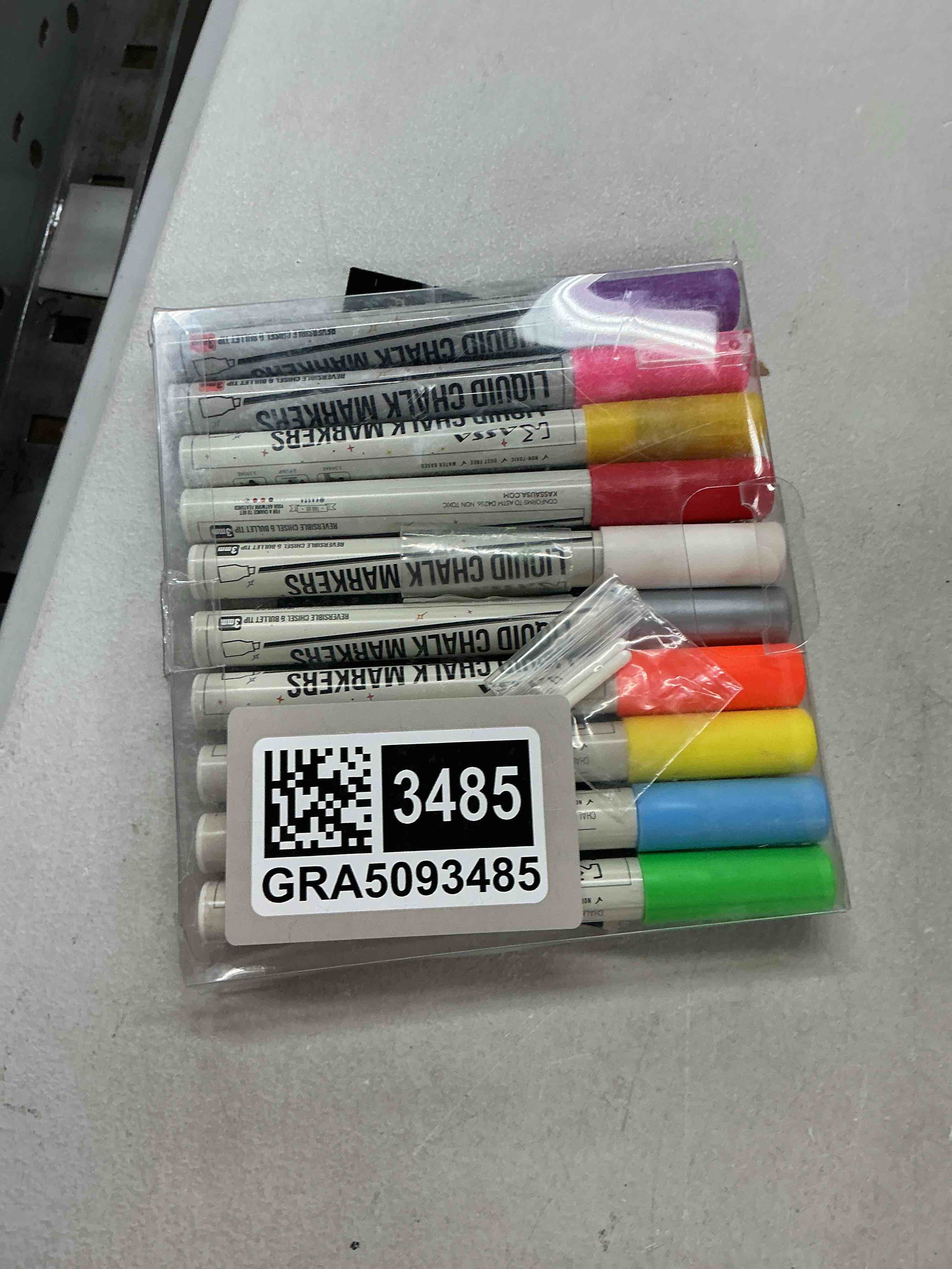 Condition photo showing Good Condition for kassa 10-pack neon multicolor chalk markers | includes reversible bullet & chisel tips | works on chalkboards, windows, glass or mirrors |ideal for use at home, & office