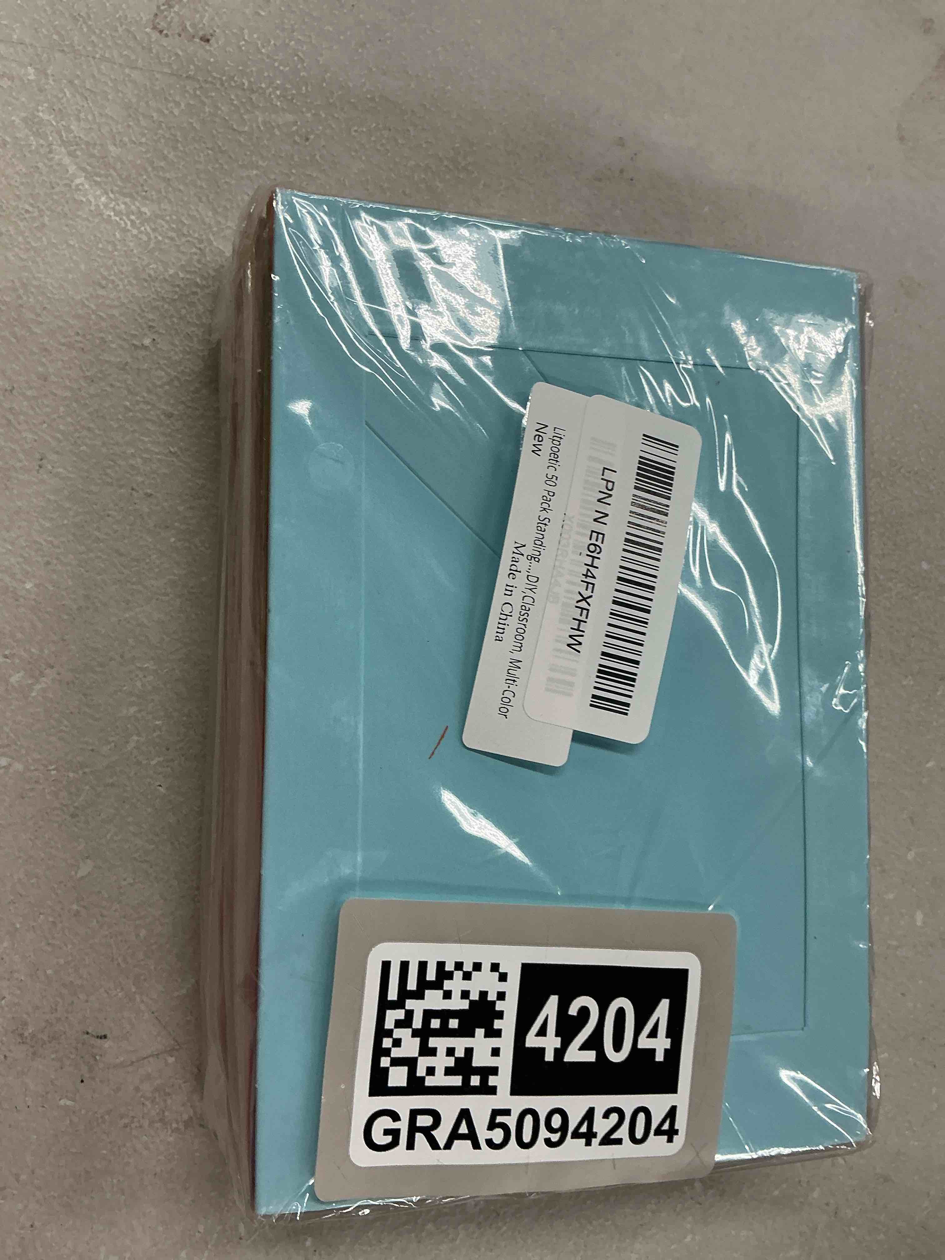 Condition photo showing Good Condition for 50 pack standing paper picture frames 4x6,cardboard photo frame with easel,paper photo frame cards,gallery frames bulk for graduation father's day back to school wedding birthday classroom craft diy,rainbow 10 colors 50pk