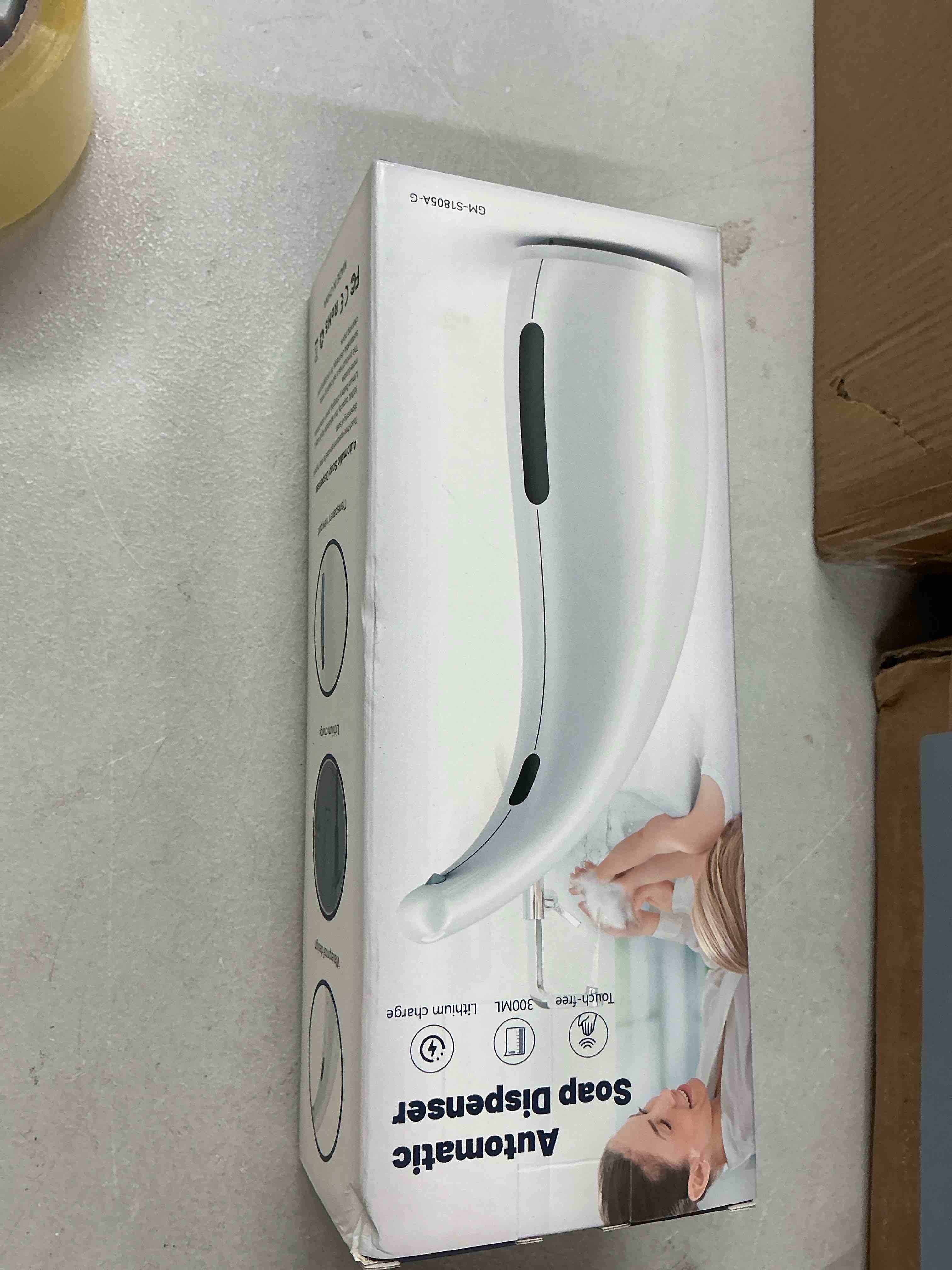 Condition photo showing Good Condition for adjustable automatic soap dispenser touchless, 4 adjustable levels touchless sensor liquid soap pump dispenser?300ml rechargeable magnetic charging hand soap dispenser for kitchen?bathroom white grain