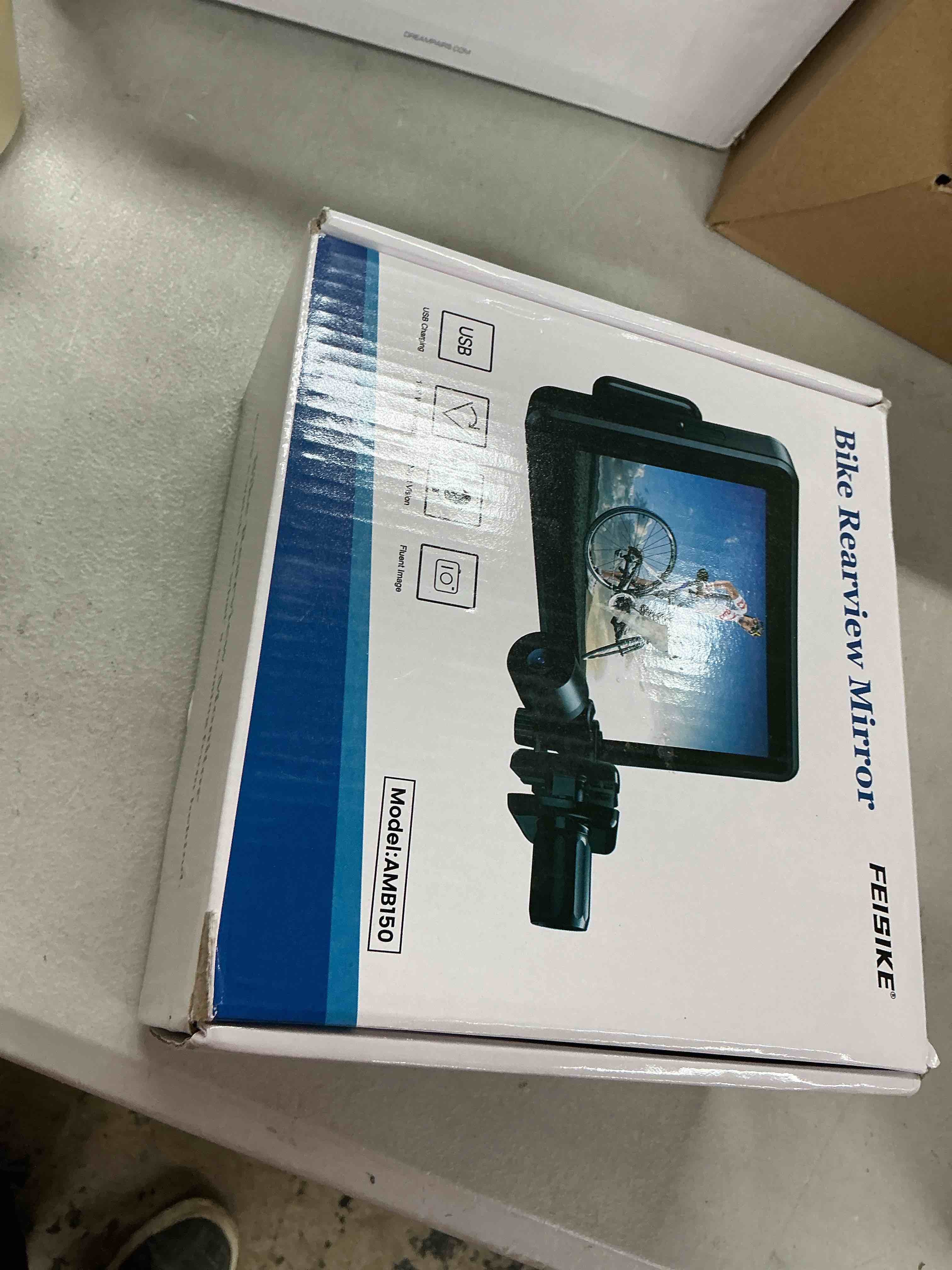 Condition photo showing Good Condition for feisike handlebar bike mirror, bicycle rear view camera with 4.3'' hd night vision function, 145° wide angle view, adjustable rotatable bracket, compatible with bicycle, mountain, road bike