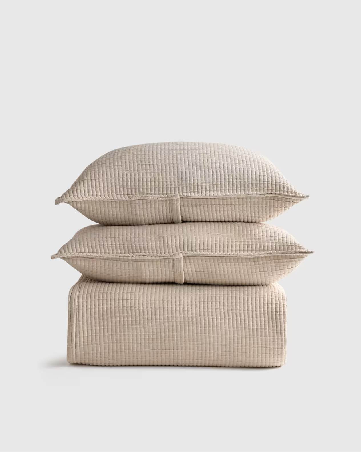 quince organic ribbed cotton coverlet set, king/cal king, toffee