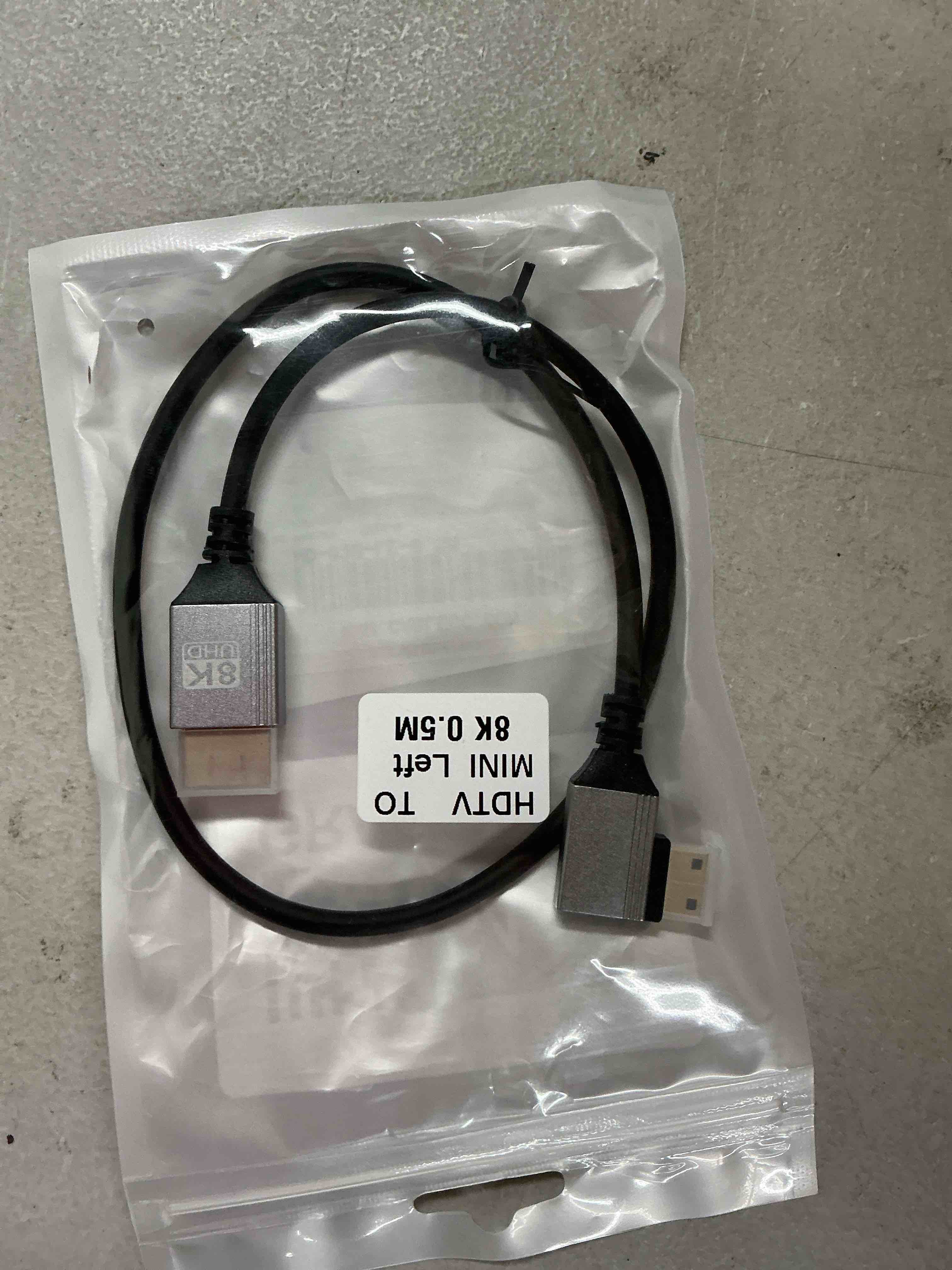 Condition photo showing Good Condition for 90 degree left angled mini hdmi 2.1 ultra thin hdtv cable 8k 4k hyper super flexible slim cord type-a to type-c for camera hdtv 50cm mini-hdmi left angled