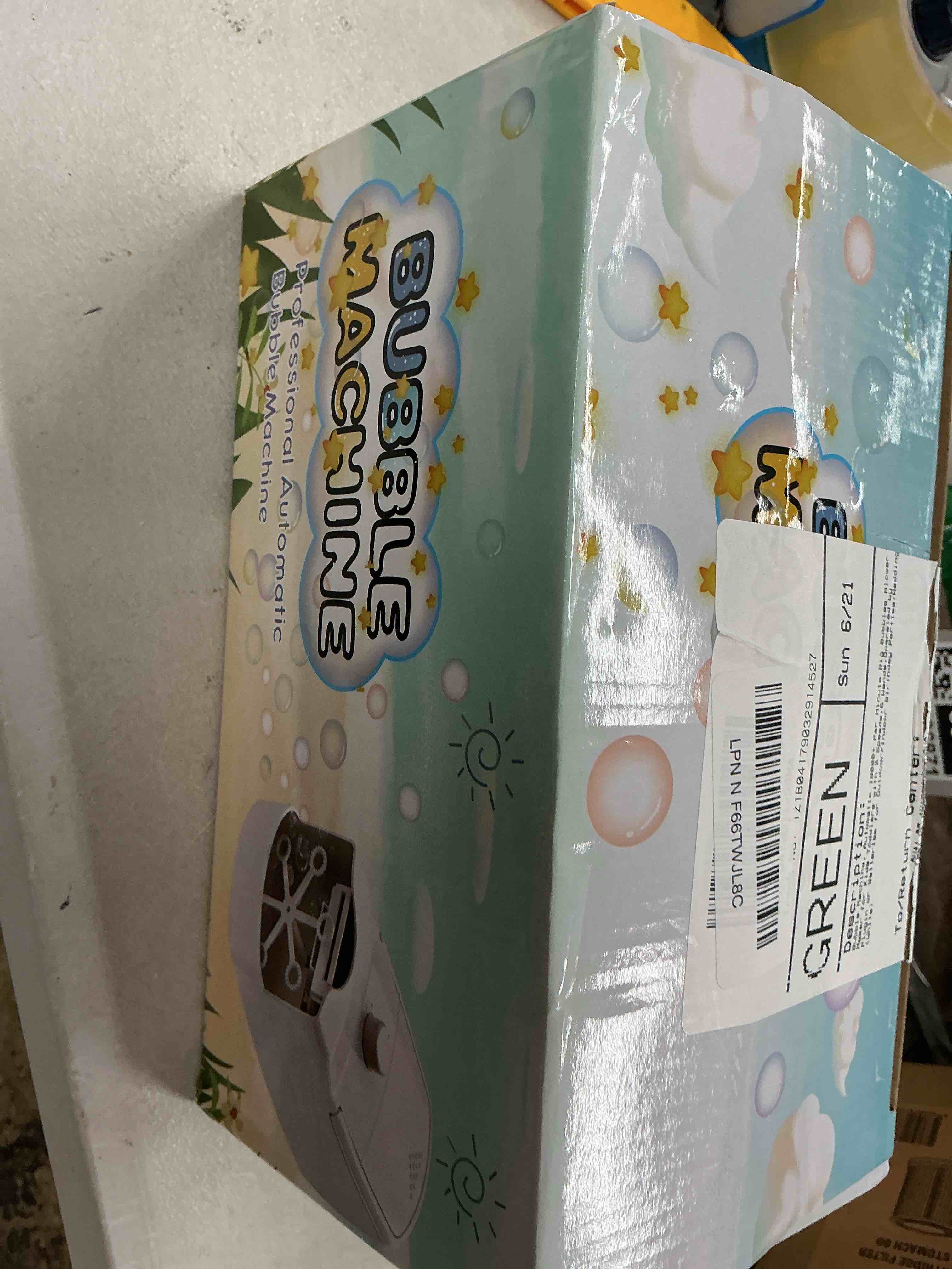 Condition photo showing Good Condition for bubble machine, automatic 18000+ per minute big bubbles blower maker for kids toddlers with 2 speeds,6 wands,operated by plugin or batteries for outdoor/indoor birthday parties,wedding (white)