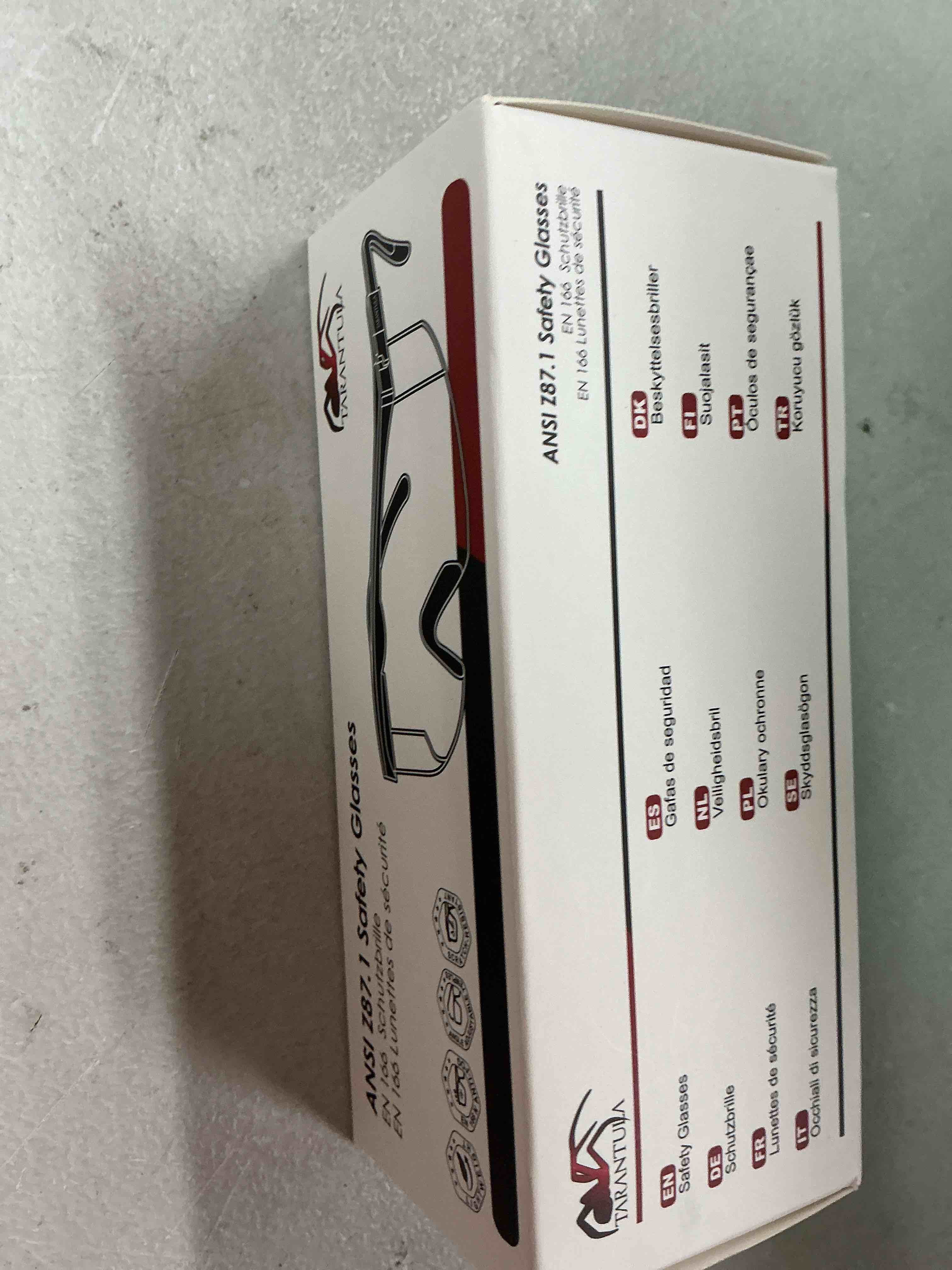 Condition photo showing New/Like New for tarantula safety glasses ansi z87.1, anti-fog scratch-resistant, lab & work | wraparound lenses, adjustable no-slip arms, clear protective goggles for men & women