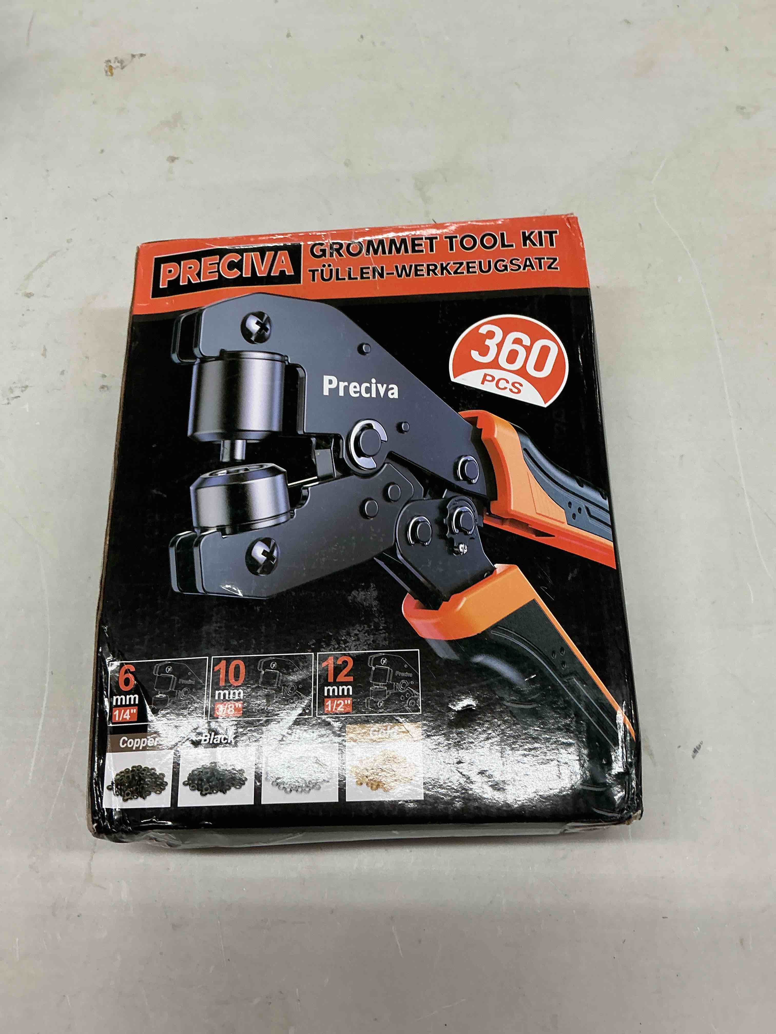 Condition photo showing Good Condition for preciva 3-size grommet tool kit of 1/2" 1/4" 3/8" - 360pcs eyelets setting tool & hole punch | heavy duty eyelet tool kit for tarps, tents, canvas, vinyl & leather crafting