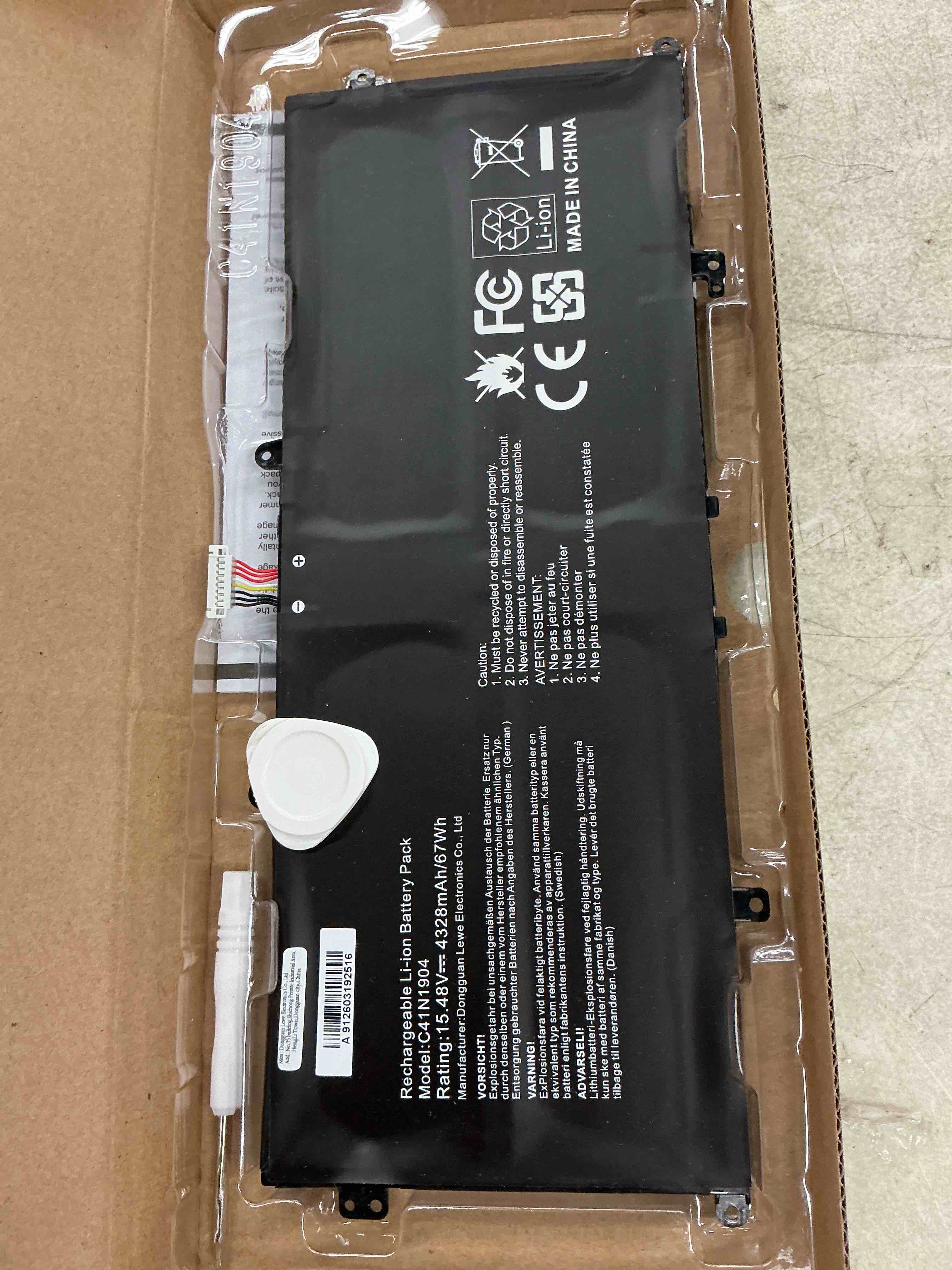 Condition photo showing Good Condition for futurebatt c41n1904 battery replacement for asus zenbook 14 ux425 ux425ua ux425ea ux425ja 13 ux325ea ux325ja um325sa ux363ea ux363ja flip s ux371 ux393 ux393ea ux371ea s14 s435 s435ea c41n1904 12.60*5.28*1.06 in