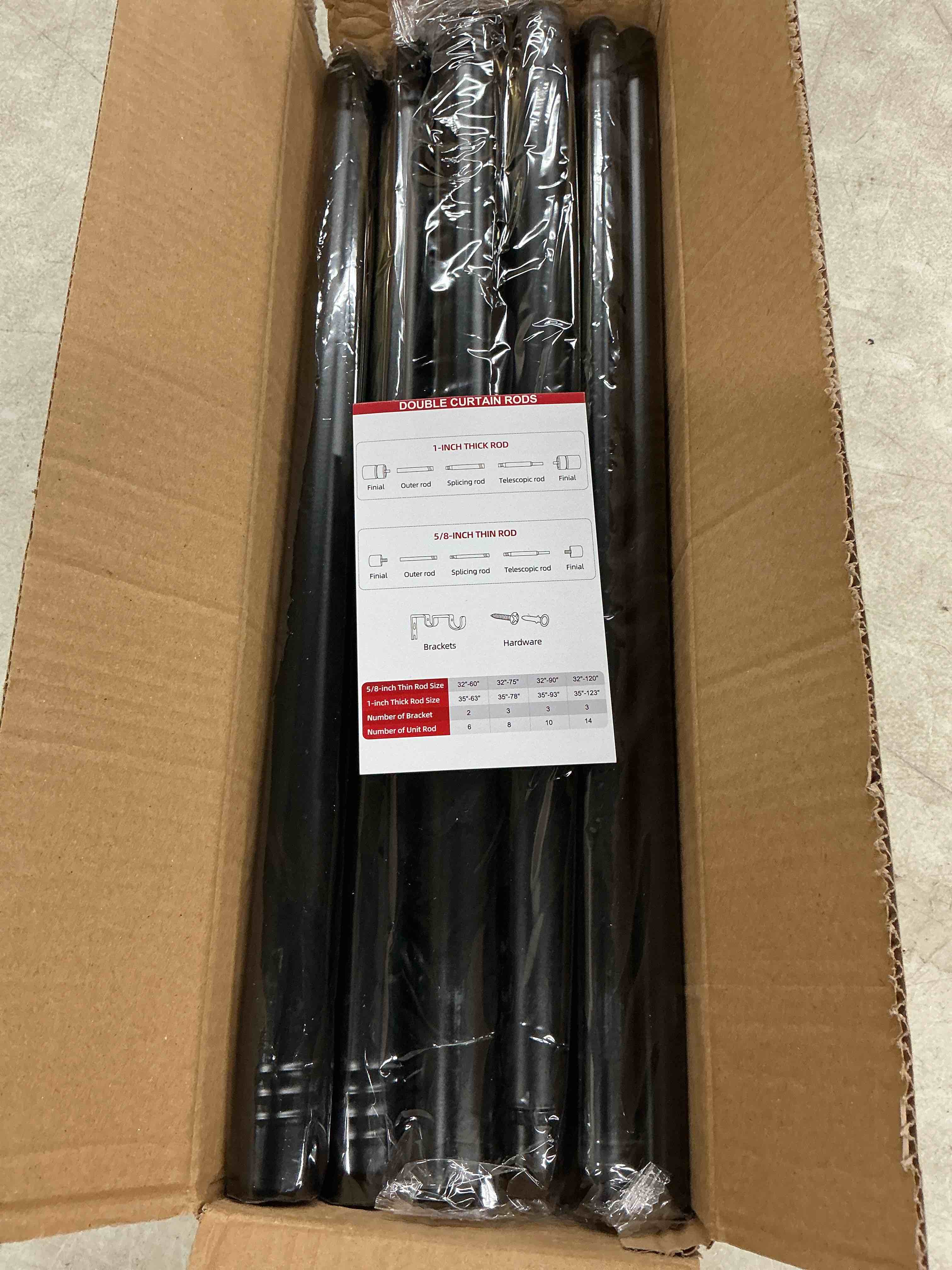 Condition photo showing Good Condition for double curtain rod for windows 32"-75" 1 inch heavy duty decorative drapery rod with 5/8 inch adjustable small black curtain rods for living room bedroom(32"-75")