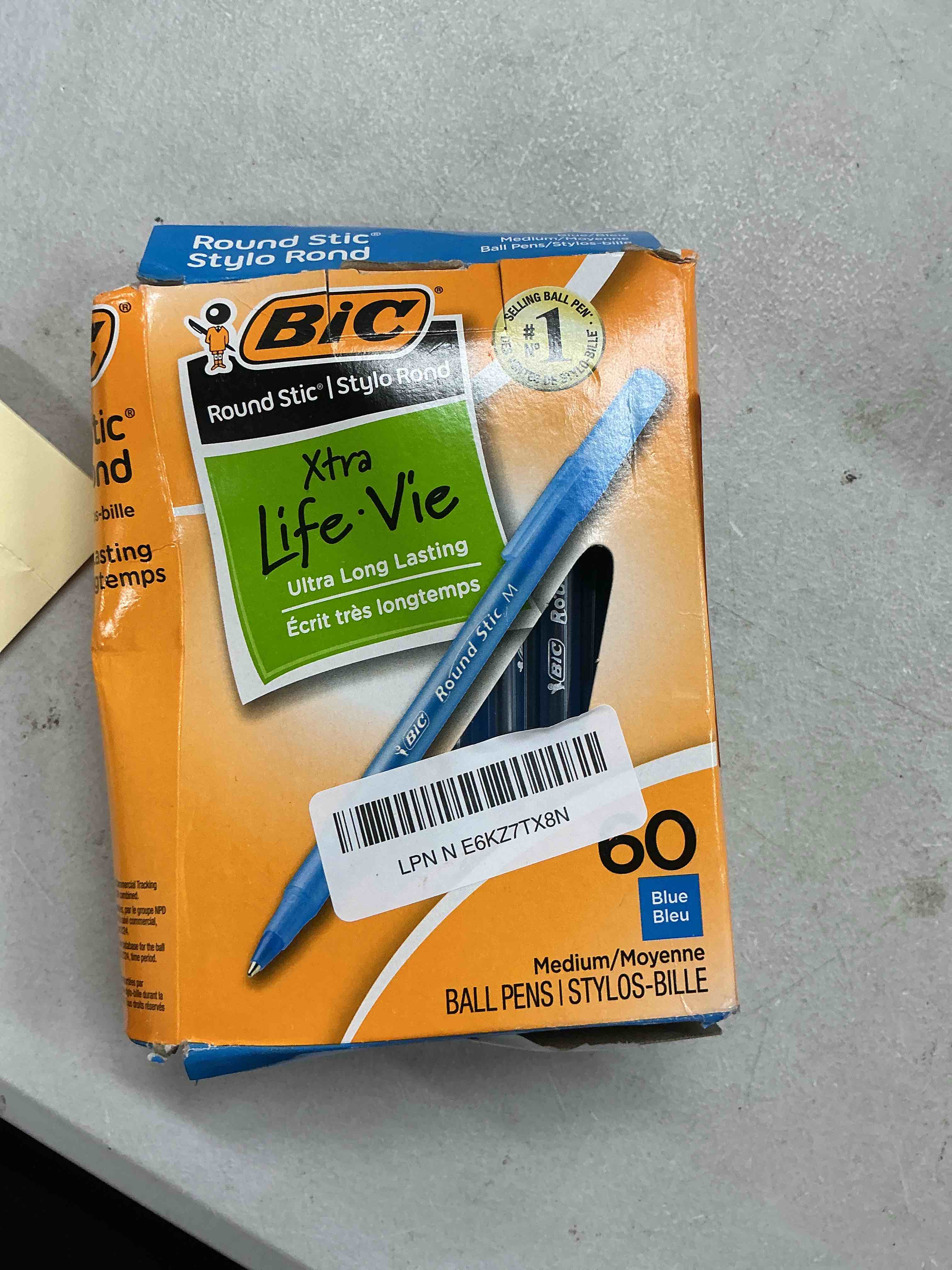 Condition photo showing Good Condition for bic round stic xtra life ballpoint pen with 1.0 mm medium point and consistent ink flow, 60-count in blue ink blue 60 count (pack of 1)