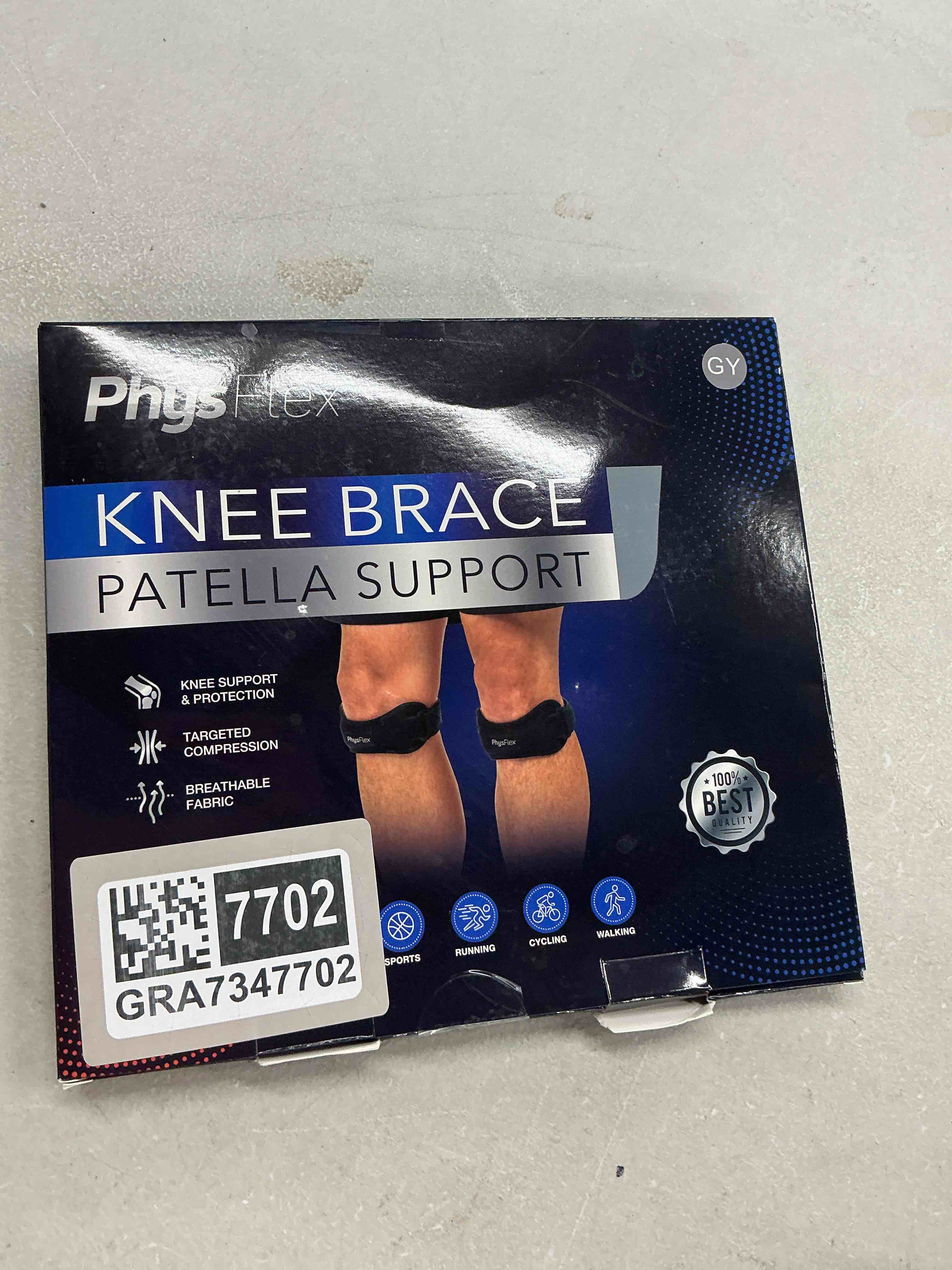 Condition photo showing Good Condition for physflex 2 pack patella knee brace - knee support and pain relief, running, hiking, basketball, jumpers knee, tendonitis, adjustable strap patellar tendon stabilizer (gray) gray (pack of 2) pack of 2