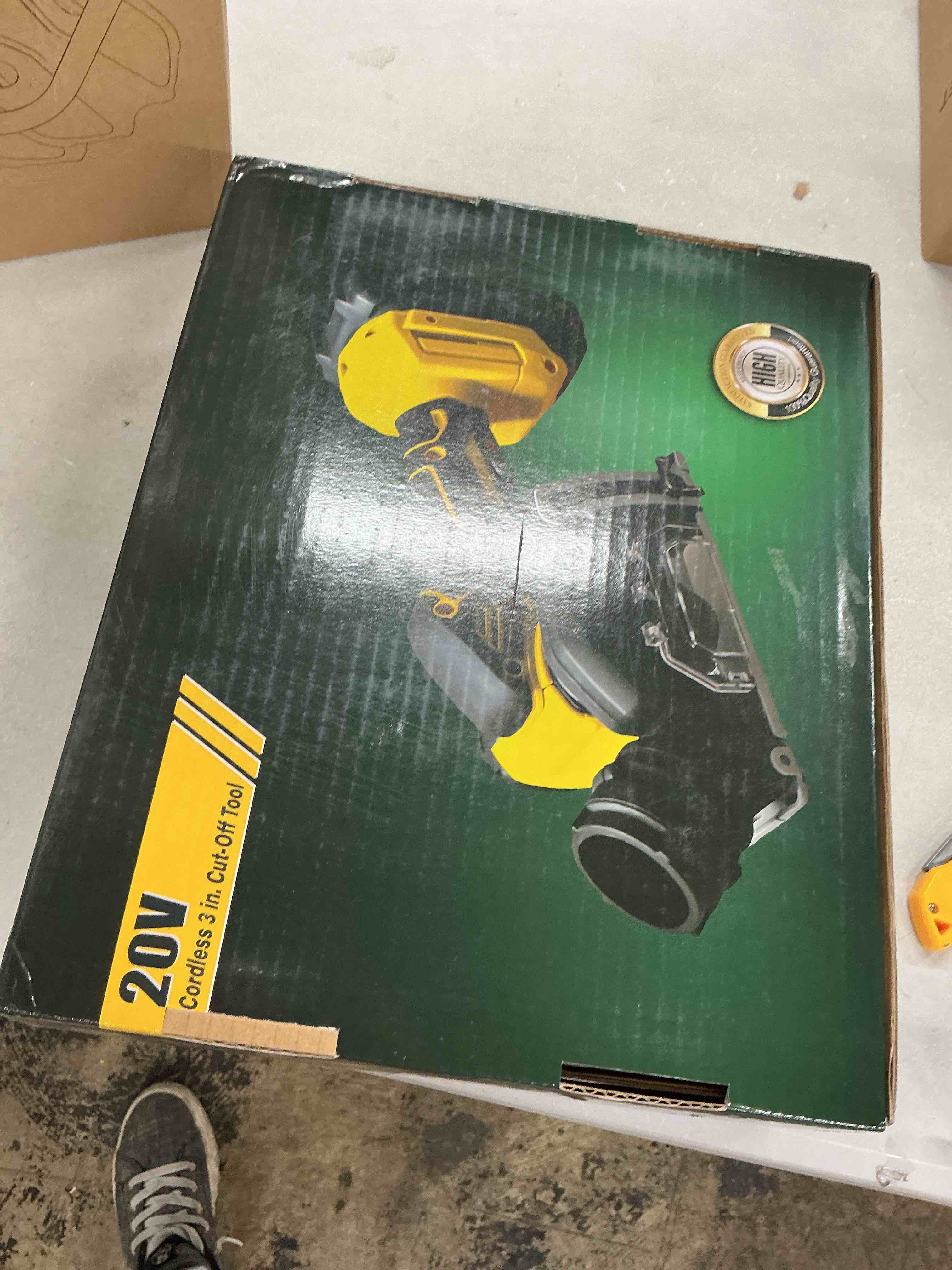 Condition photo showing Good Condition for cordless cut off tool compatible with dewalt 20v max battery, 3" mini cut off tool 20000 rpm, 5 saw 3” blades for metal/wood/tile/plastic cutting, removable dust cover, no battery tool only