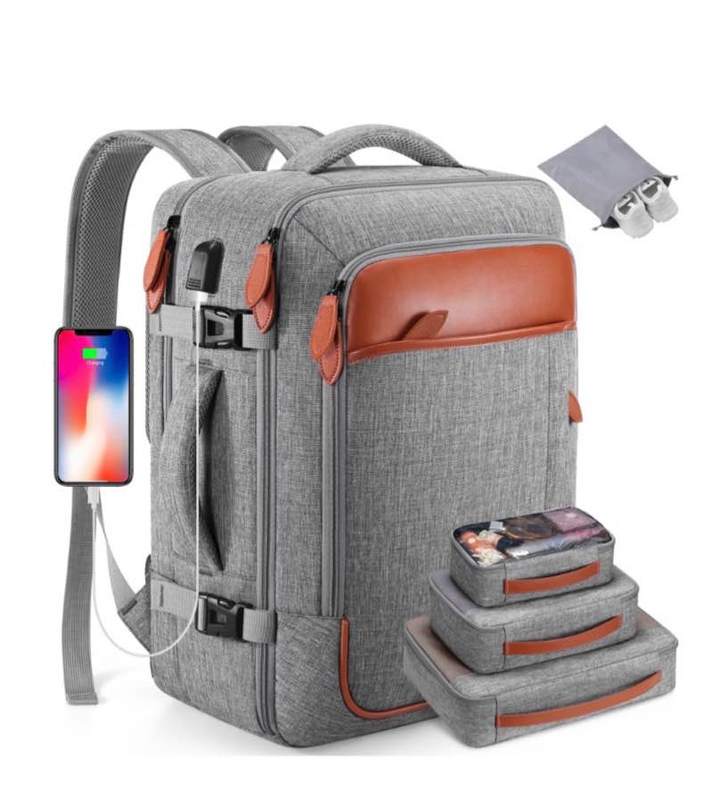 UKEIN Travel Backpack for Men & Women Carry On Backpack Flight Approved 40L Waterproof Anti-Theft Personal Item Backpack with Packing Cubes and Shoe Pocket