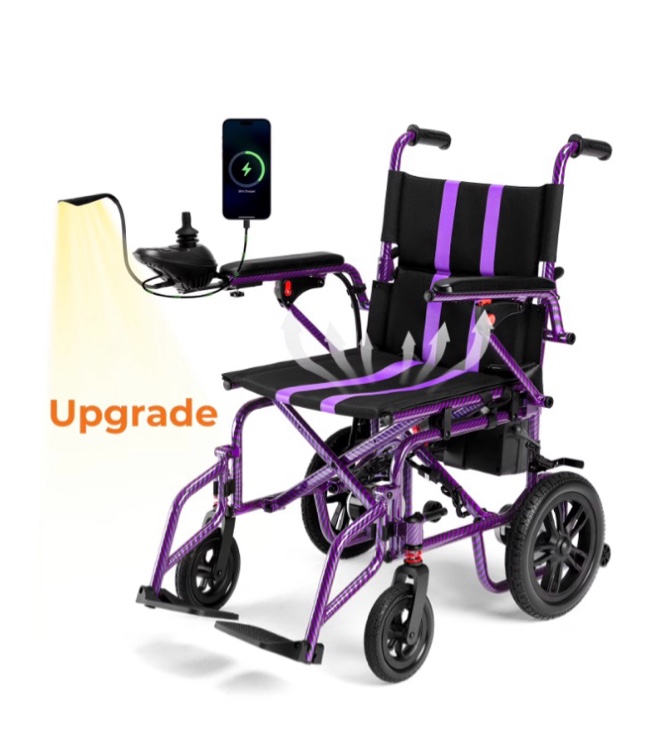 Arshin Electric Wheelchair for Adults - 20+ mile Motorized Wheelchair with 286+ lb Capacity,360°Joystick Control,Lightweight Foldable(Purple)
