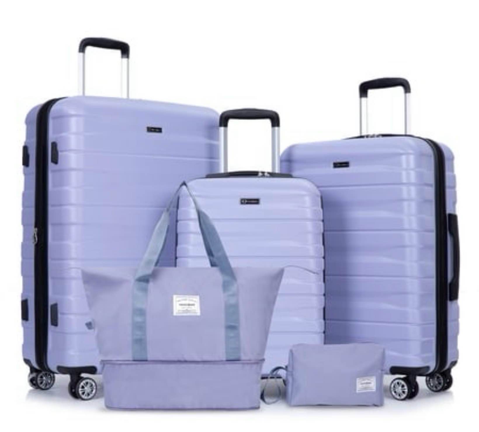 Tripcomp 5-Piece Hardside Luggage Set with Duffel Bag & Spinner Wheels 20/24/28 Inch Lightweight ABS Suitcases with TSA Lock Light Purple
