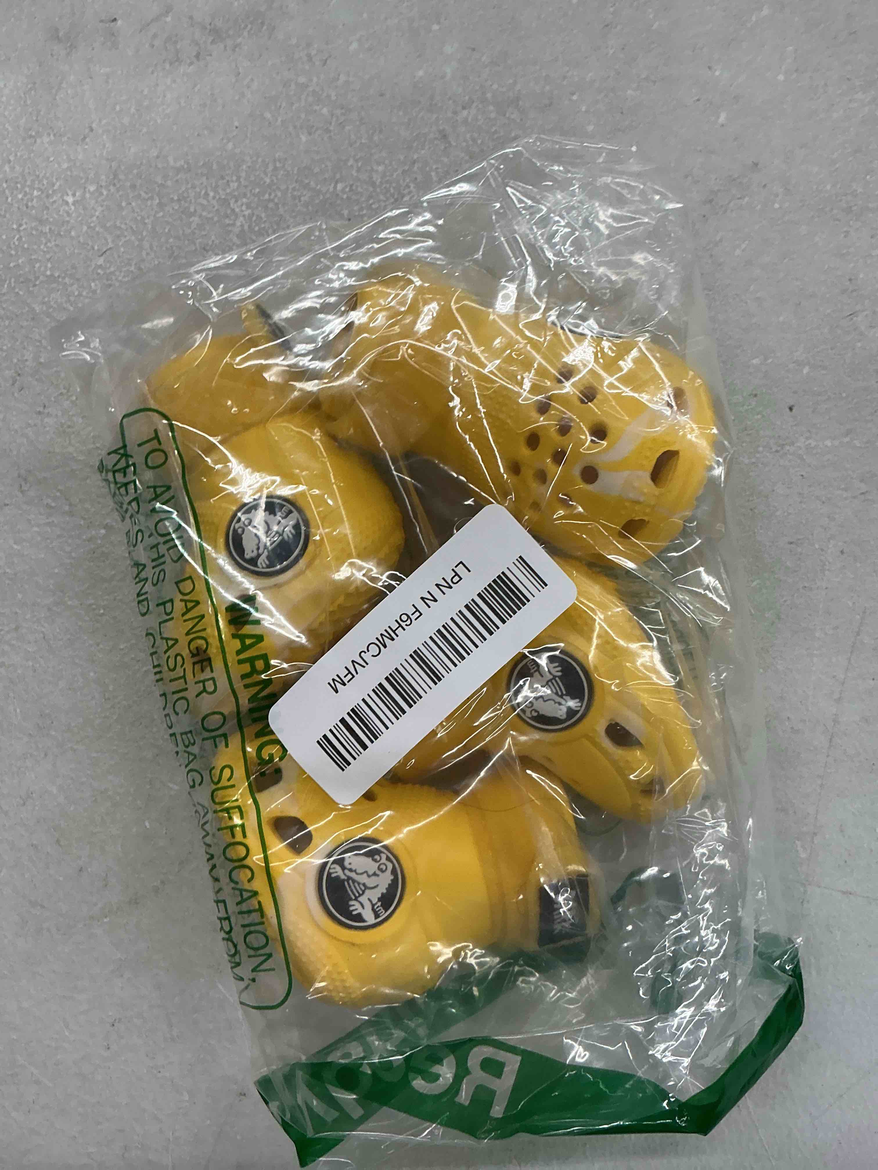 Condition photo showing Good Condition for barkbox yellow crocs dog shoes – set of 4 glow-in-the-dark dog booties with eva foam, adjustable strap & non-slip sole – comfortable paw protection for small breeds (15–25 lbs) small yellow