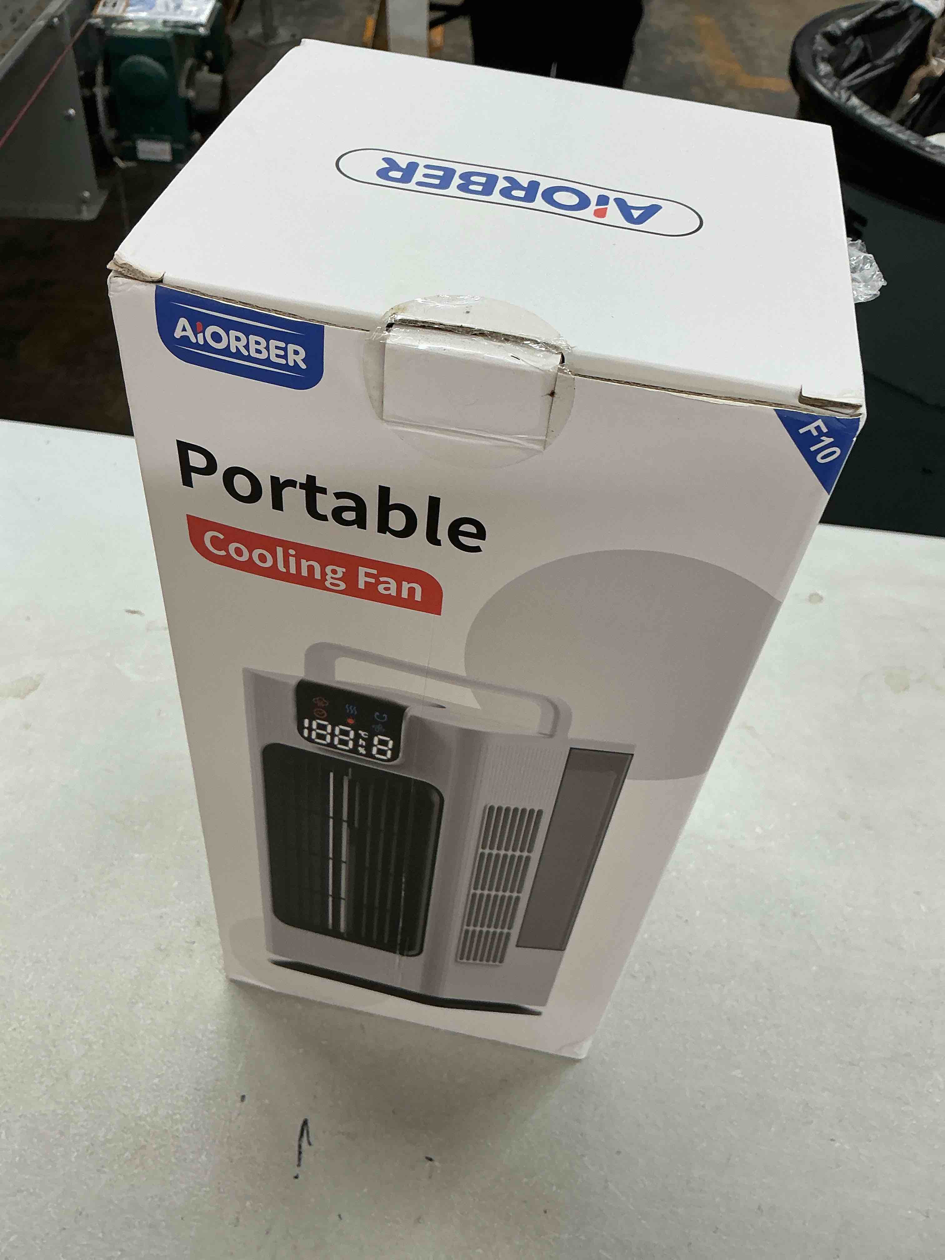 Condition photo showing Good Condition for portable air conditioner, 2000ml personal evaporative air cooler fan with 120 oscillation, 7 rgb light modes, 4 speeds & 1-8h timer for bedroom office white