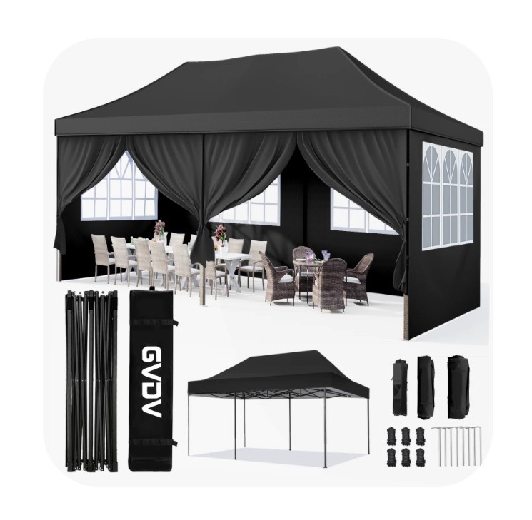 GVDV 10x20 FT Pop up Canopy tent with Removable Sidewalls, Instant Canopies Portable Gazebo, UV Resistant Waterproof, Enclosed Canopy Tent for Outdoor Events, Patio, Backyard, Party, Parking
