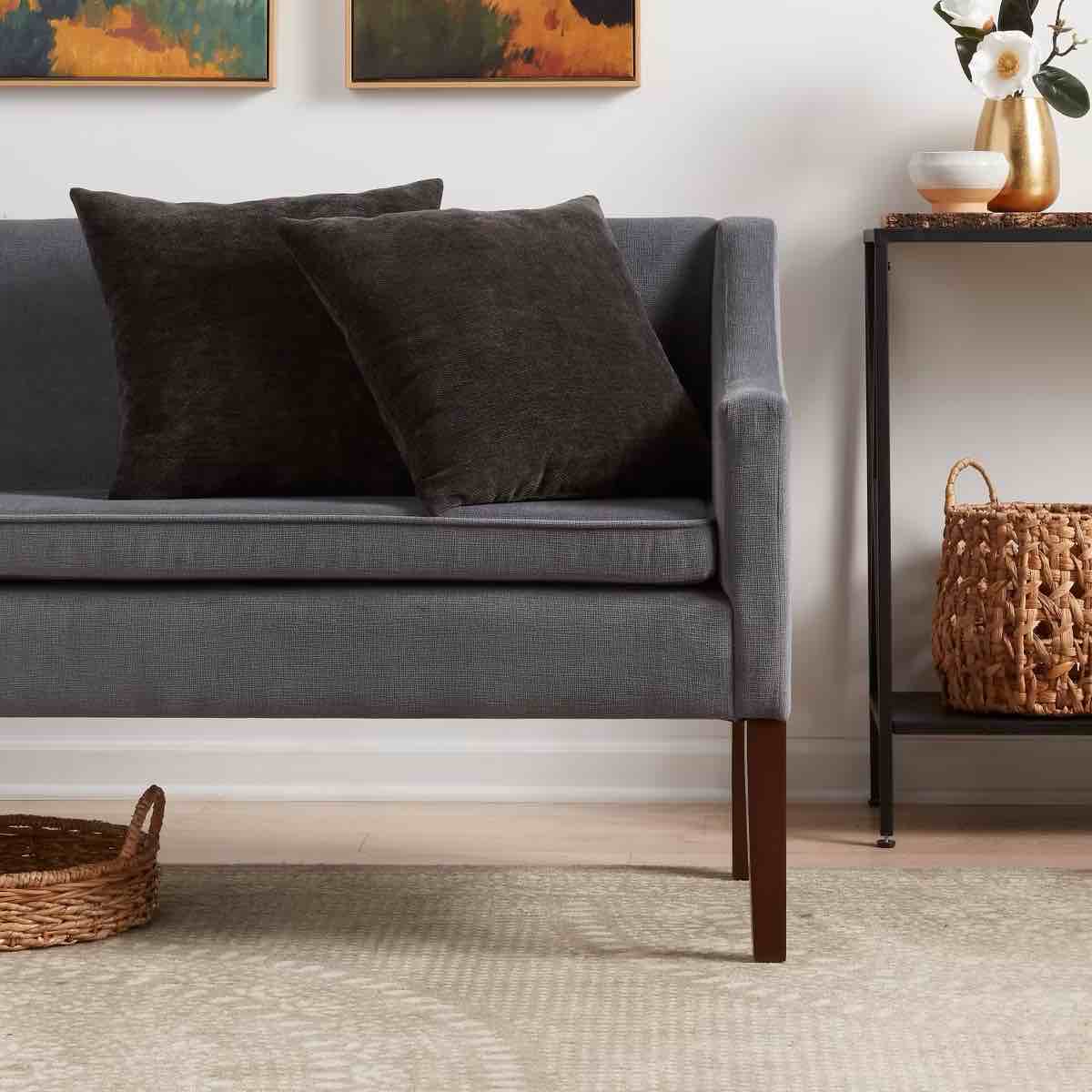 2pk Chenille Square Throw Pillows Black - Threshold™: Decorative, Reversible, Polyester Fill, Indoor Use