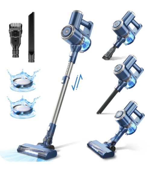 Prettycare Cordless Stick Vacuum Cleaner Lightweight Upright for Carpet Hard Floor Pet Hair W200