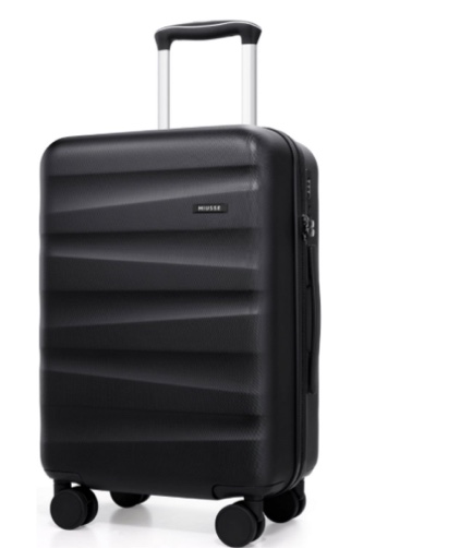 MIUSSE 20 inch Carry On Luggage Airline Approved 100% PC Lightweight Hard Shell Suitcase with Spinner Wheels and TSA Lock, Black