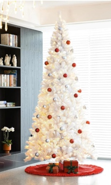 BSHAPPLUS 7.5 ft Pre-Lit White Christmas Tree,600 Color-Changing LED Lights,1600 Branch Tips,Hinged Pine with Stand,Artificial Xmas Tree,Warm Light and Three-color Light