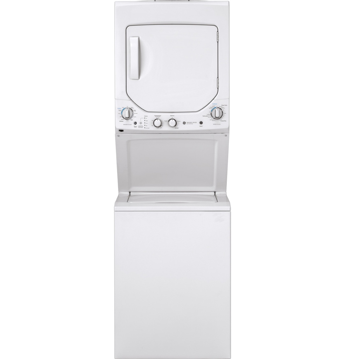 GE - 2.3 cu.ft Top Load Washer and 4.4 cu.ft. Electric Dryer Laundry Center White on White. GUD24ESSMWW