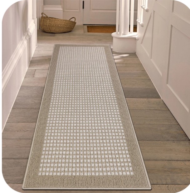Findosom 2'x6' Hallway Runner Rug Non Slip Entryway Mat with Rubber Backing,Heavy-duty Durable Entryway Floor Mat Machine Washable Doormat,Laundry Runner Rug for Garage Kitchen,Beige