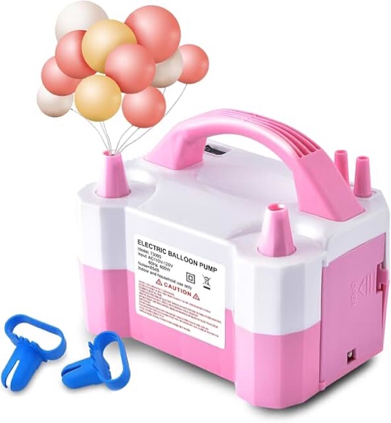 Electric Air Balloon Pump, Portable Dual Nozzle Electric Balloon Inflator/Blower for Party Decoration,Used to Quickly Fill Balloons - 110V 600W [Pink]