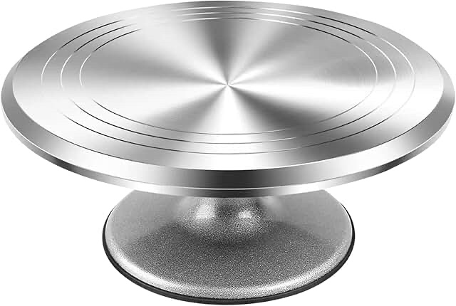 12 inch aluminum alloy revolving cake stand, cake turntable for decorating rotating cake stand for cupcakes, pastries and cake decorations