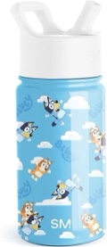 Simple Modern Bluey Kids Water Bottle Plastic BPA-Free Tritan Cup with Leak Proof Straw Lid | Reusable and Durable for Toddlers, Girls and Boys | Summit Collection | 12oz, Sky