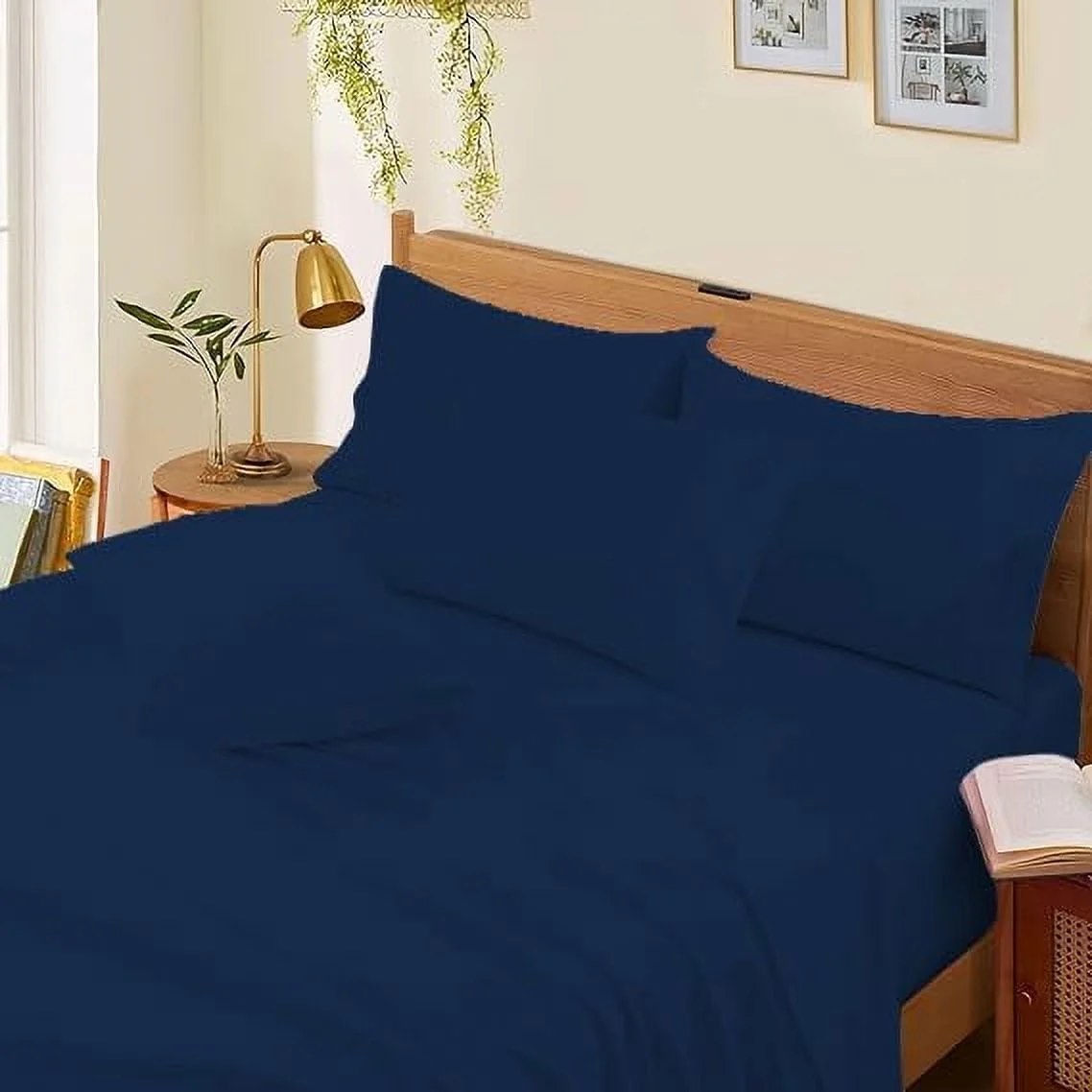 Hotel Style 6–Piece 600 Thread Count Blue Adult Bed Sheet Set, Queen - Deep Pocket