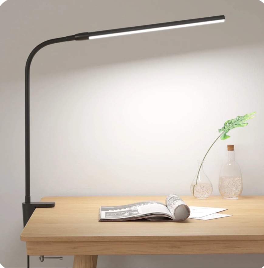 Lepro LED Clip-on Desk Lamp Dimmable USB Reading Light with Clamp 3 Color Modes 10 Brightness Levels Adjustable Flexible Gooseneck Table light for Home Office, Dorm, Headboard, Computer, Nail (Black)