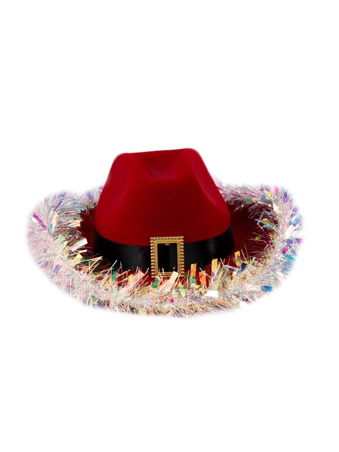Christmas Santa Iridescent Fringe Felt Cowboy Hat Party Accessory, Unisex, by Holiday Time