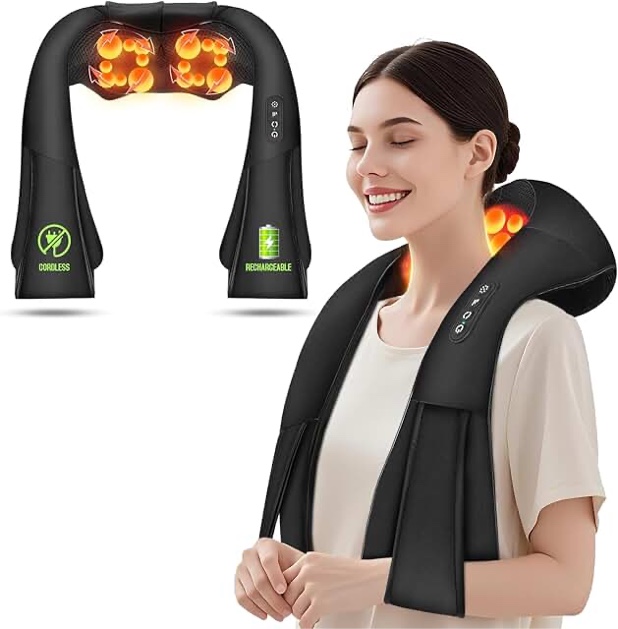 Mo Cuishle Shiatsu Back Shoulder and Neck Massager with Heat, Electric Deep Tissue 4D Kneading Massage, Best Gifts for Women Men Mom Dad