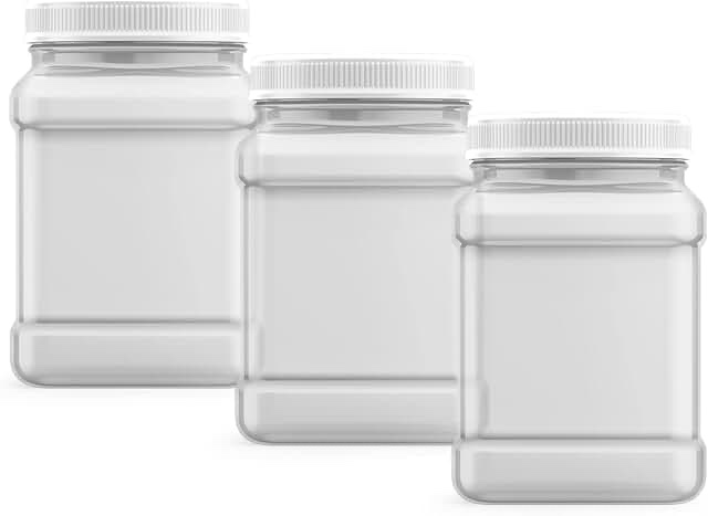 Company Square Clear Jar with Pinch Handle, 3 Count, Pantry & Food Storage, Plastic Container with Lid